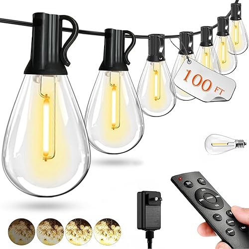 Miniatura 8 de Guirnalda de luces para exteriores de 120 pies, ultra larga, impermeable, 30+2 bombillas inastillables, luces LED para patio exterior para porche,