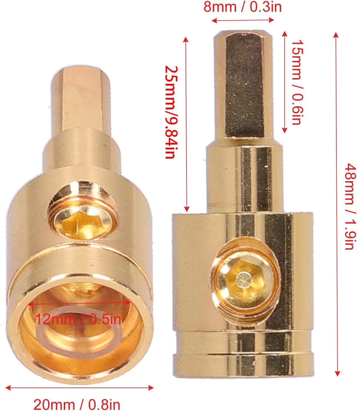 Power Wire Reducer, 2pcs 0GA Pure Copper Gold Plated Wire Reducer Terminal Connector for Car Audio Amplifier Modification : Electronics