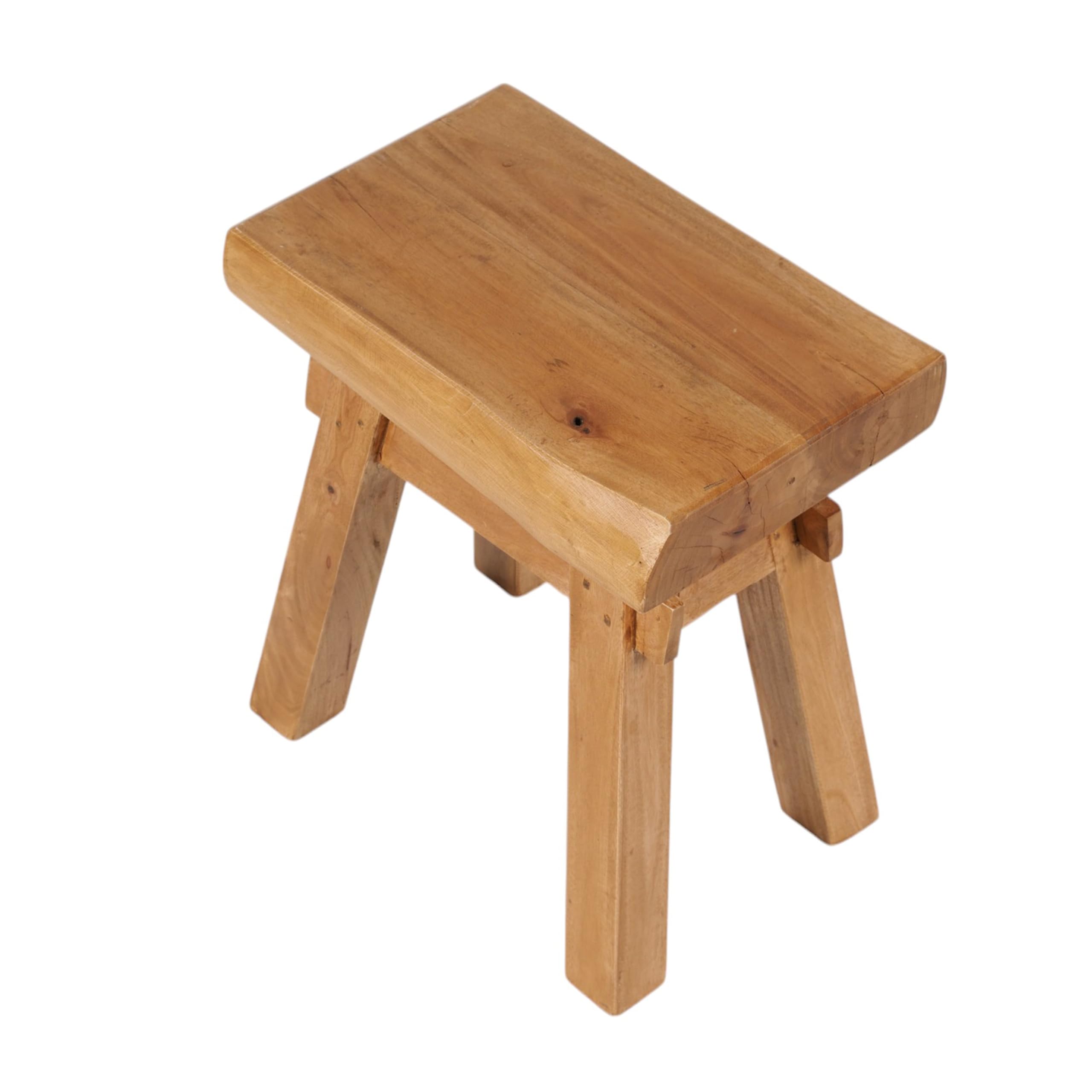DESIGN DELIGHTS RUSTIKALER Holz HOCKER Vintage 40" | Recycling Hartholz, 43x45x27 cm (HxBxT) | Sitzhocker aus Massivholz, Schemel | Farbe: 08 honigfarben gewachst