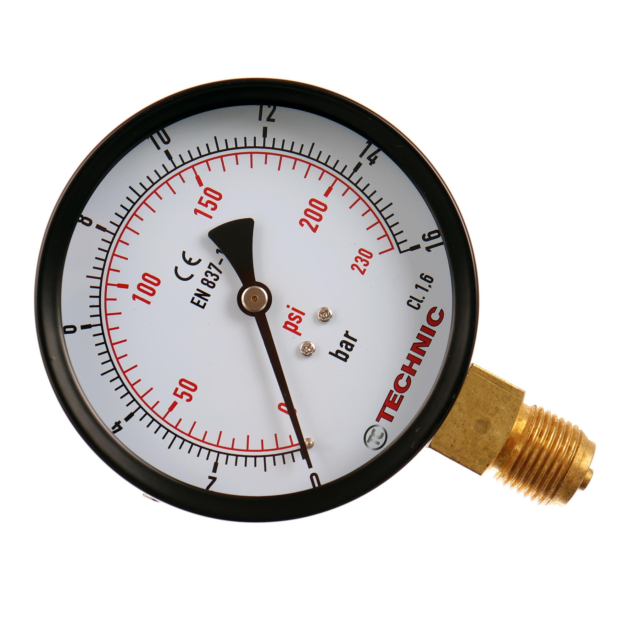 Manometer 0-16 BAR / 230 PSI 100mm 1/2" Druckanzeige