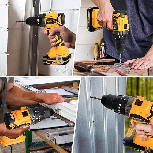 Miniatura 7 de Mellif Taladro de impacto sin escobillas compatible con batería Dewalt de 20 V Max (batería no incluida), portabrocas sin llave de 12 pulgada, 2
