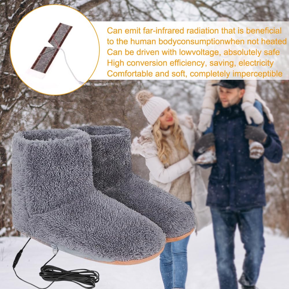 Scaldapiedi Elettrico Piedi, USB Pantofole Riscaldanti Elettriche, Scaldapiedi Peluche, Lavabile Scalda Piedi Casa Elettrico per Uomo e Donna, Interni ed Esterni