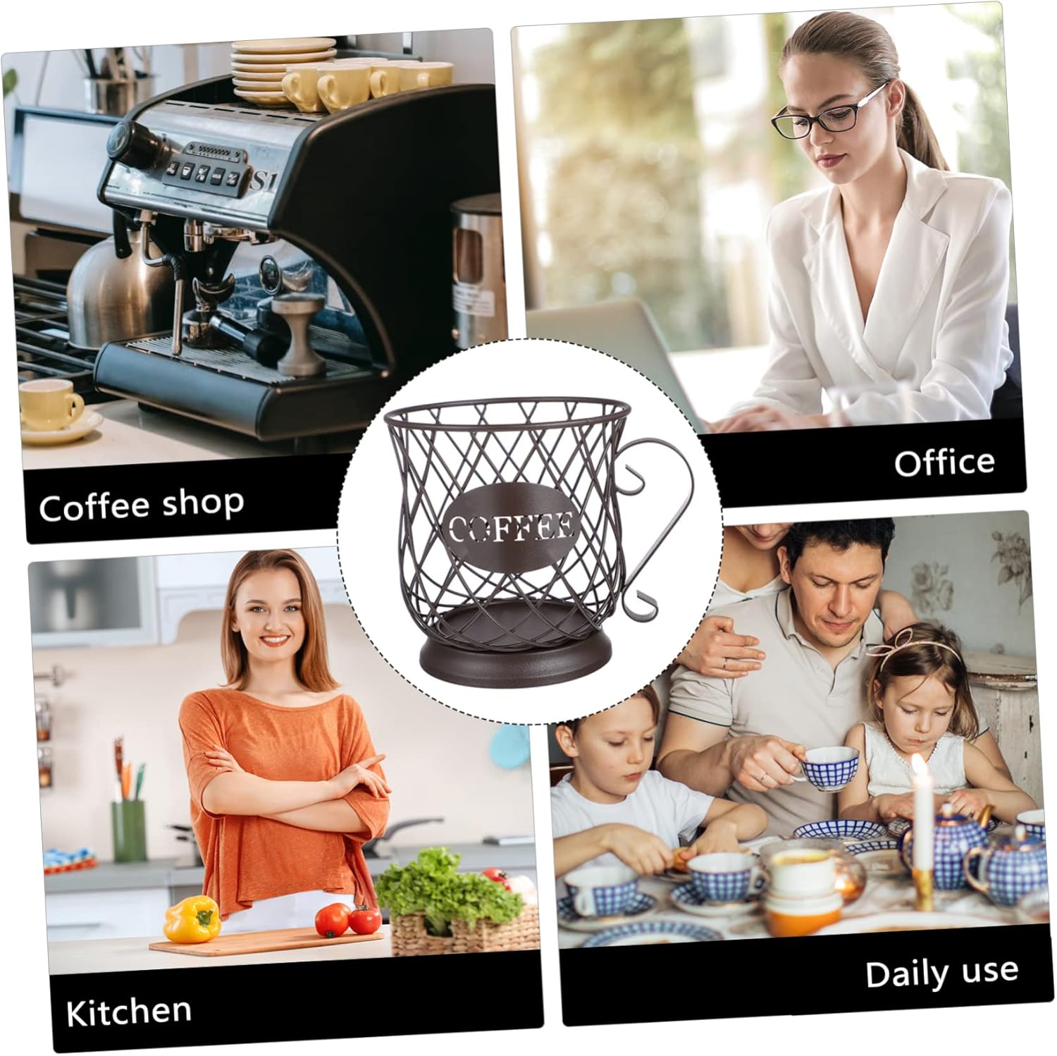 Alipis Metallic Coffee Capsule Cup Storage Organizer Basket for Counter Bar Holder Holder