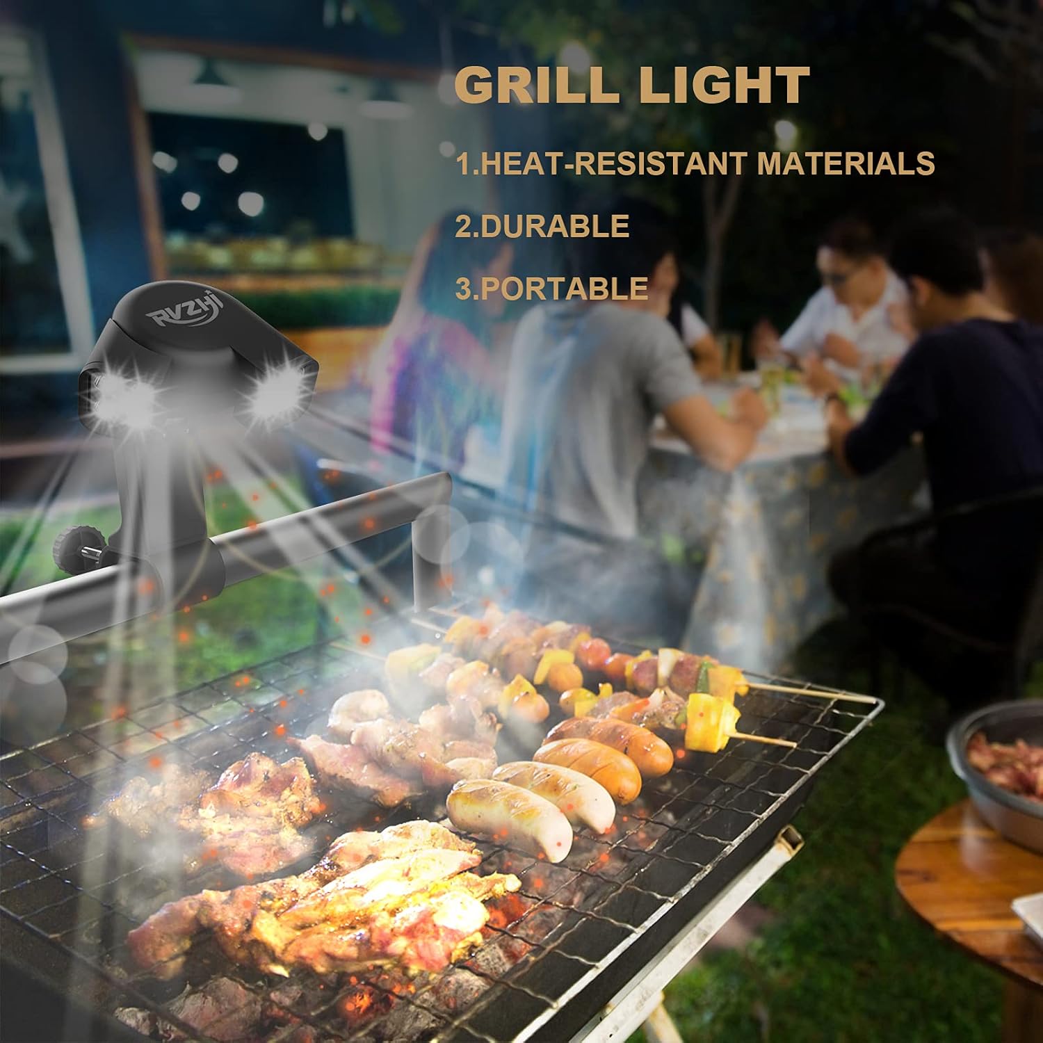 RVZHI Grill Light for BBQ, 180° Durable Flexible Barbecue Light for Night Outdoor, 10 Super Bright LED Lamps Grill Lighting Accessories for Grill Handle, Included 3 Battery - 2021 Upgrade Version : Patio, Lawn & Garden