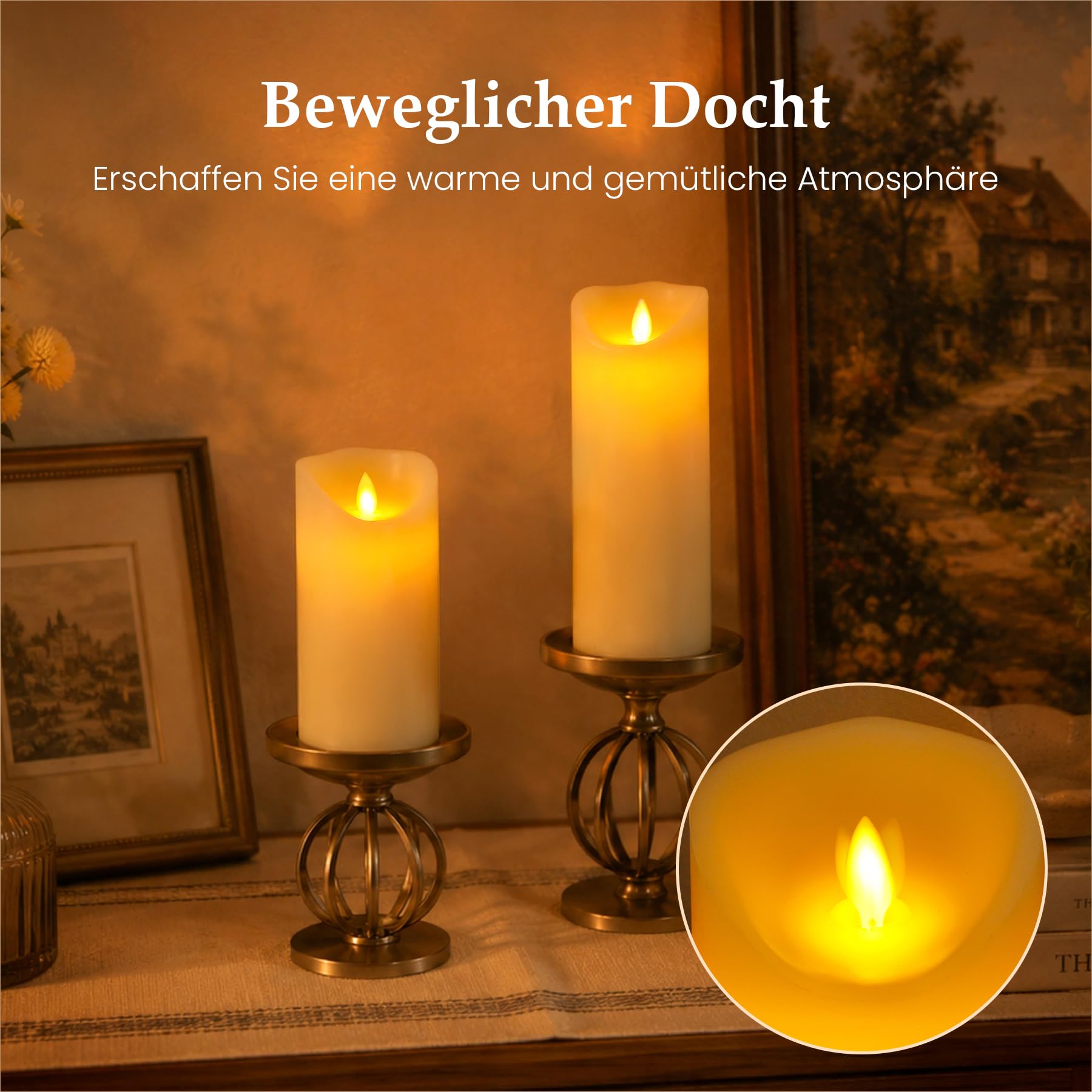 20cm x 7,5cm Candele LED senza fiamma con telecomando e temporizzazione, Alimentate a batteria Cera vera Lunga durata Stoppino mobile Tremolante (Avorio, Confezione da 2)