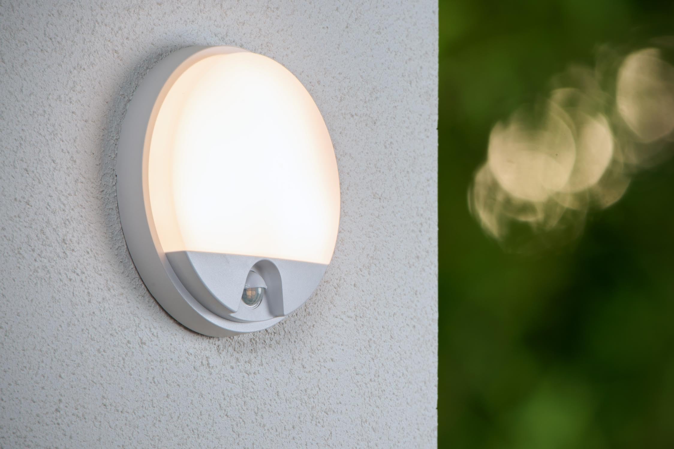 LUCIDE HUPS IR - Wandleuchte Innen/Außen - Ø 21 cm - LED - 1x10W 3000K - IP54 - Bewegung und Tag/Nacht-Sensor - Weiß