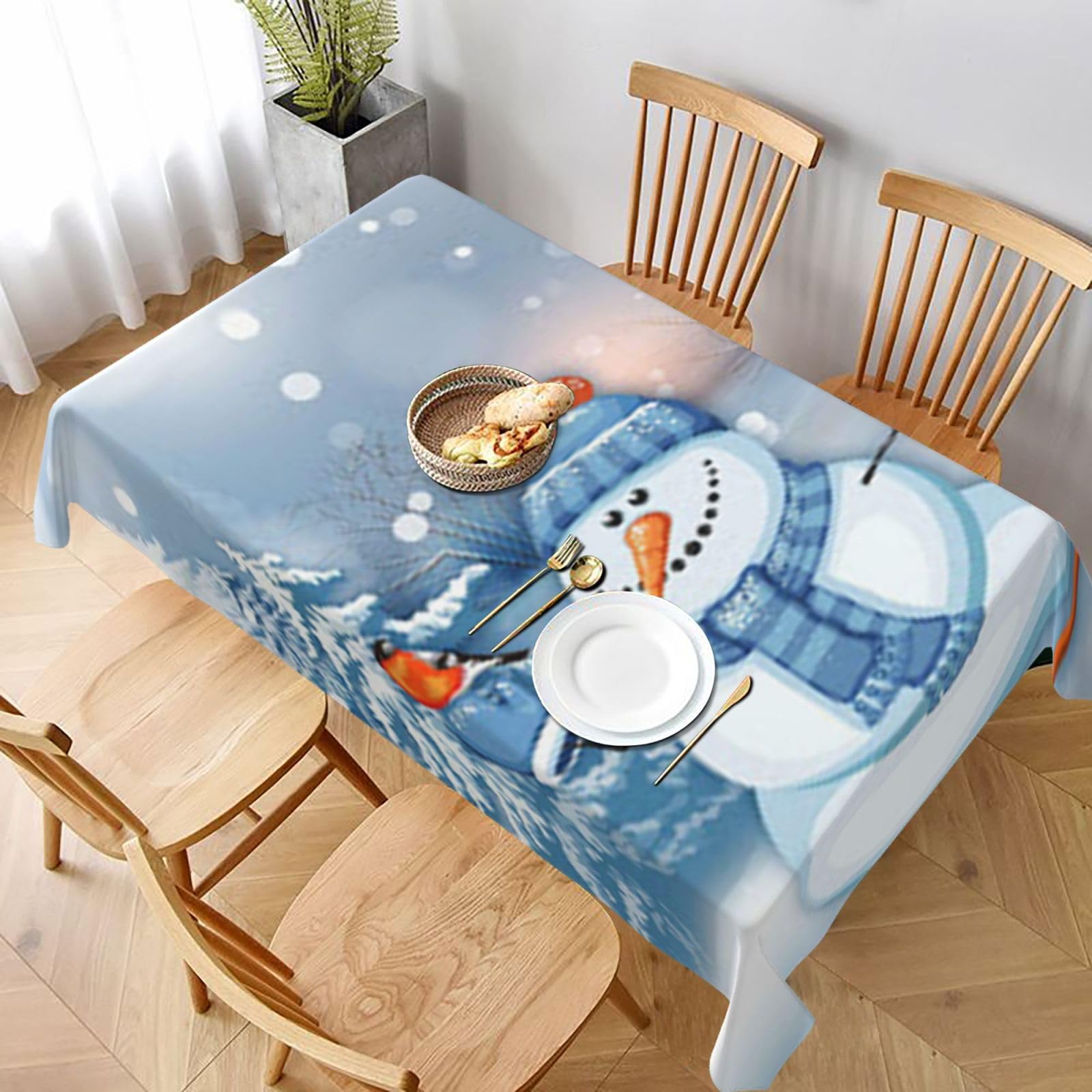 BNVSADC Hardworking snowman Printed Rectangle Tablecloth 228x152 CM, Water Resistant Polyester Table Cloth Decorative Fabric Table Covers for Kitchen Dining Table Parties Camping