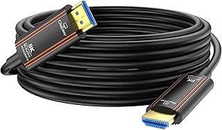 Anehmeta Fiber Optic HDMI Cable 50FT, 8K Long HDMI 2.1 Cord 48Gbps Ultra high Speed Support 8K@60Hz 4K@240Hz Dynamic HDR/eARC/HDCP 2.2&2.3/3D Compatible with PS5 PS4 Xbox HDTV Monitor Projector