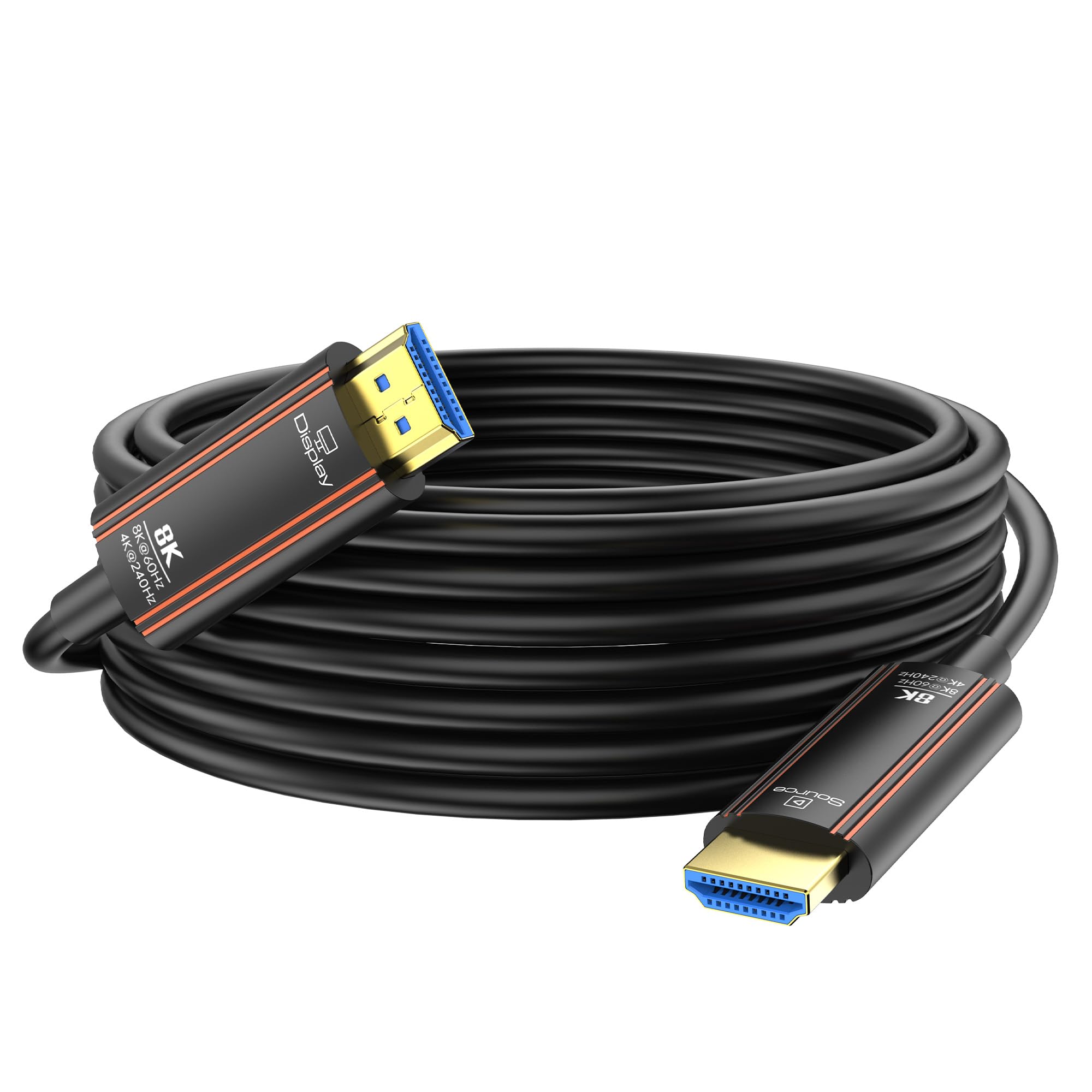 Glasfaser HDMI Kabel 20Meter, 8K Langes HDMI 2.1 Kabel 48Gbps Ultra High Speed Unterstützt 8K@60Hz 4K@240Hz HDR10/eARC/HDCP 2.2&2.3/3D Kompatibel mit PS5 Xbox HDTV Monitor Projektor