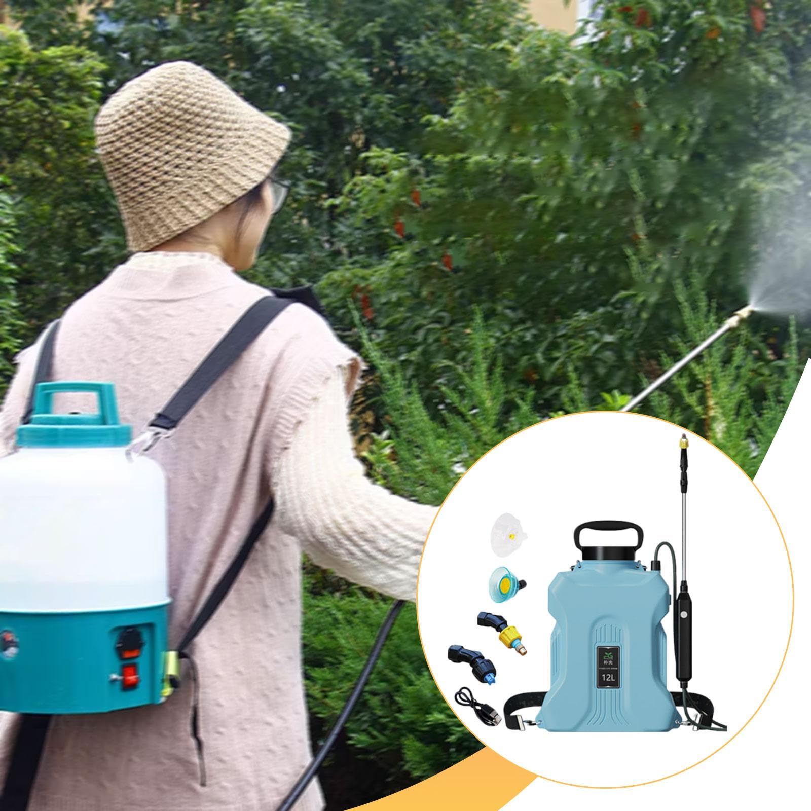 Harilla Pulverizador eléctrico de jardín con Lanza retráctil de 12 litros, Profesional, práctico, versátil y, Ideal para bañar Mascotas, Azul