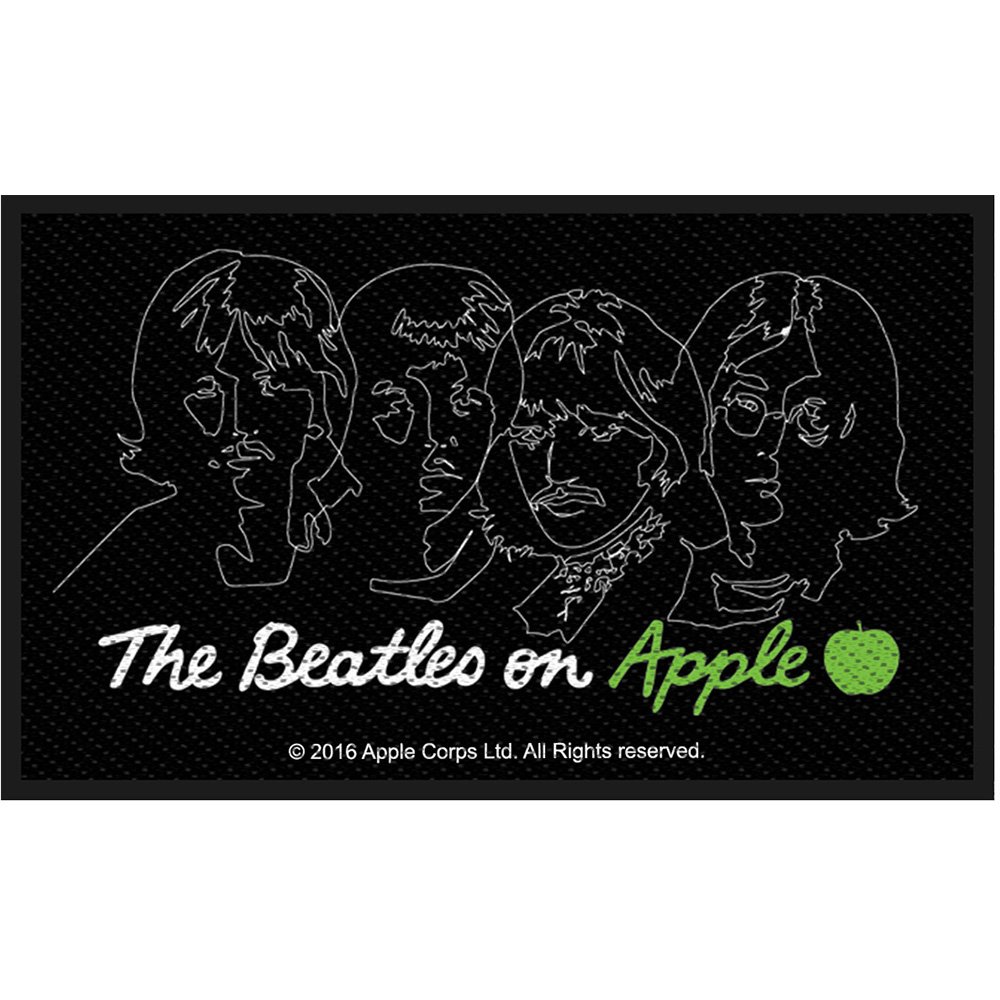 The Beatles Patch On Apple Band Logo Nouveau Officiel Noir Woven Iron On 10X6 Cm Size One Size - Les Beatles, Paul McCartney, John Lennon, RIngo Starr, George Harrison The Beatles Patch On Apple Band Logo Nouveau Officiel Noir Woven Iron On 10X6 Cm Size One Size