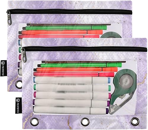 Miniatura 2 de Estuche para carpetas de archivos de mármol dorado morado brillante, resistente para carpetas de 3 anillas, funda de suministros de escritorio de