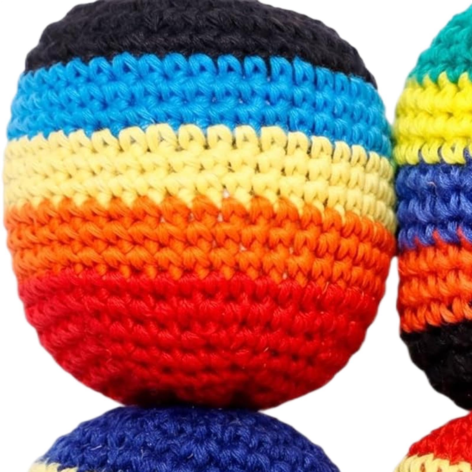 Hacky gestrickter Ball, tragbar, bunt, handgefertigt, 6 Stück, handgestrickt, für Erwachsene, Teenager, Anfänger, Gruppenspiele, Outdoor-Sport, Partys, Reisen, Gia