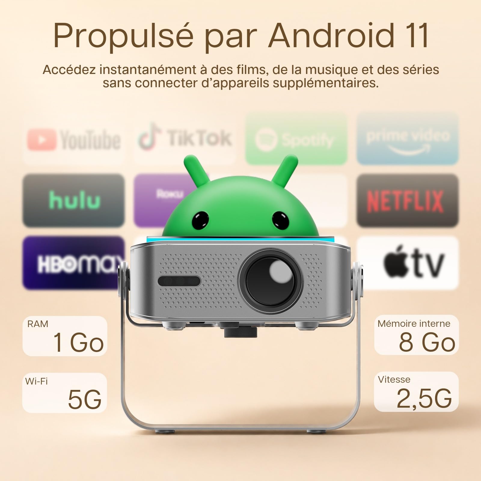 Vidéoprojecteur 1080P Full HD Compatible 4K – Projecteur Vidéo WiFi & Bluetooth – 320 ANSI, Correction Keystone Automatique, Écran 200 Pouces – pour HDMI, USB, iOS & Android – par MMOBIEL