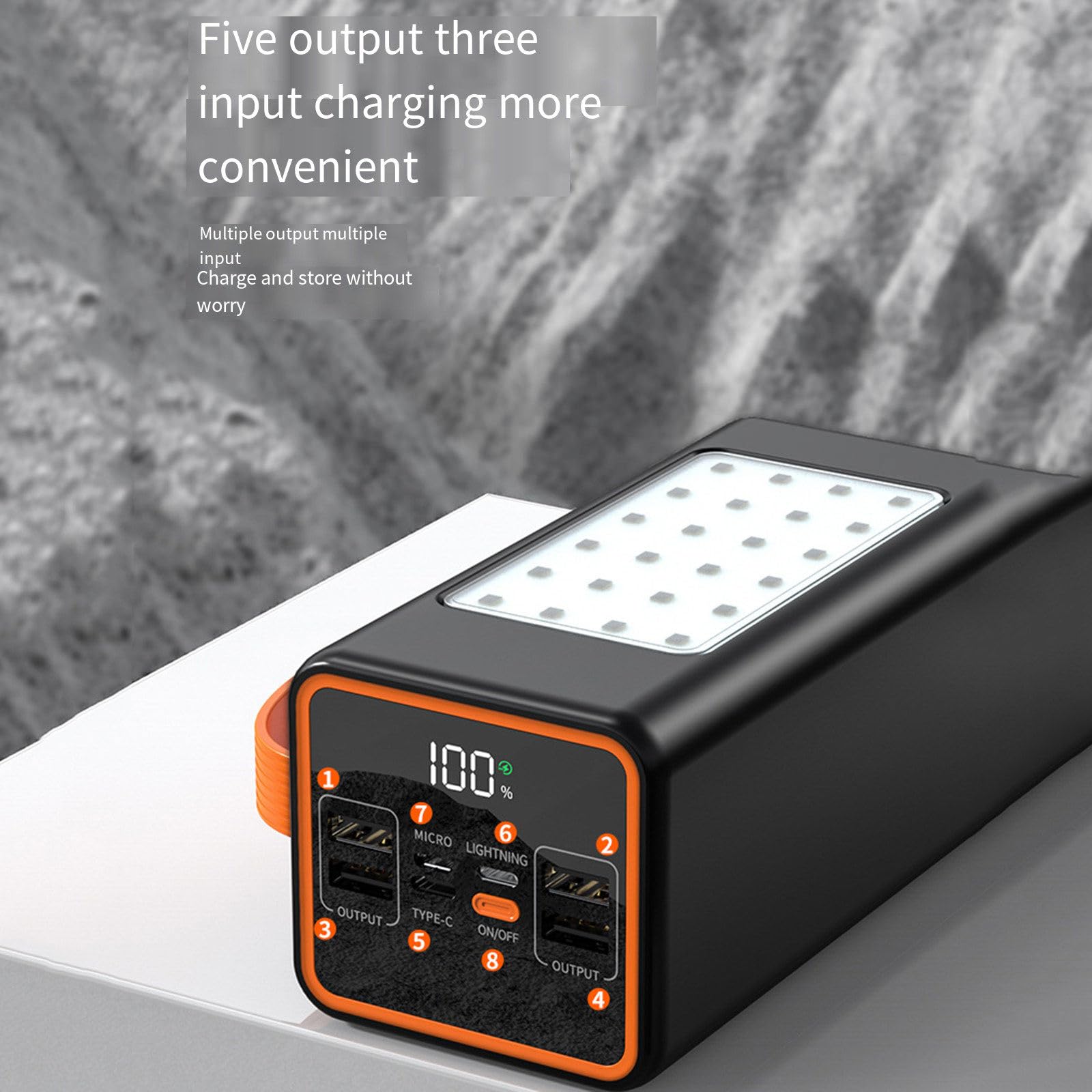 RIDAEX Banco al Aire Libre portátil del Poder del teléfono móvil de Carga súper rápida de la Capacidad 66W de Gran Capacidad 50000 Mah del Banco del Poder,White-90000mAh