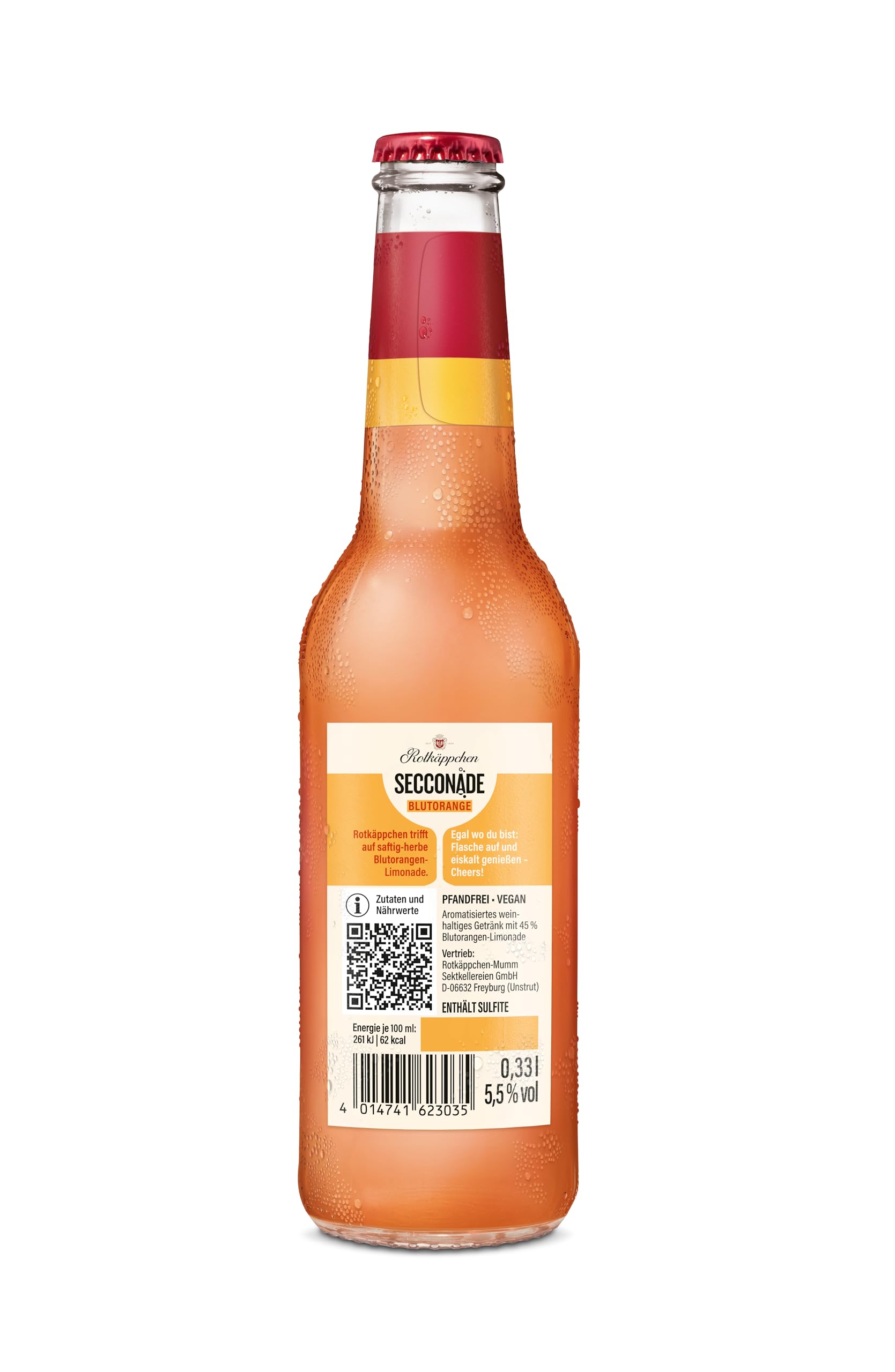 Rotkäppchen Secconade Blutorange (12x 0,33l) – Limonade trifft Secco- Der natürliche Blutorangen-Kick unter den Spritz-Drinks