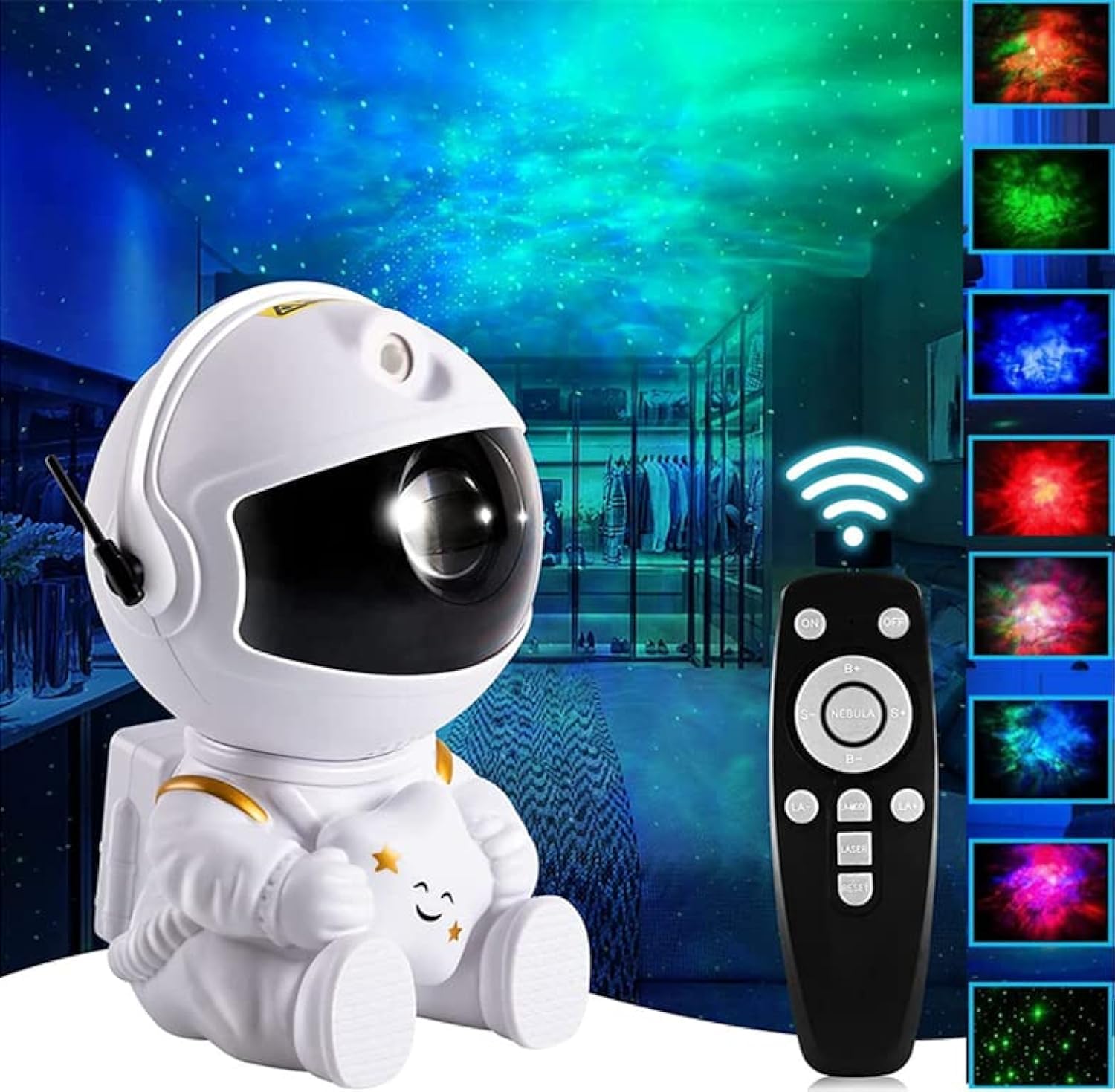 HAWAII Star Projector Night Light, Astronaut Galaxy Lamp With Remote Control, 360° Adjustable Starry Light for Kids, Party, Bedroom and Game Room