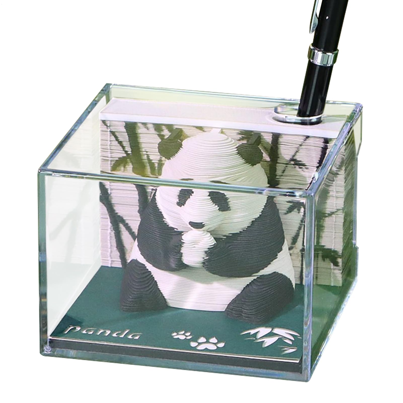 Calendario 3D 2026 con Reloj Panda Paper Art para Escritorio 8