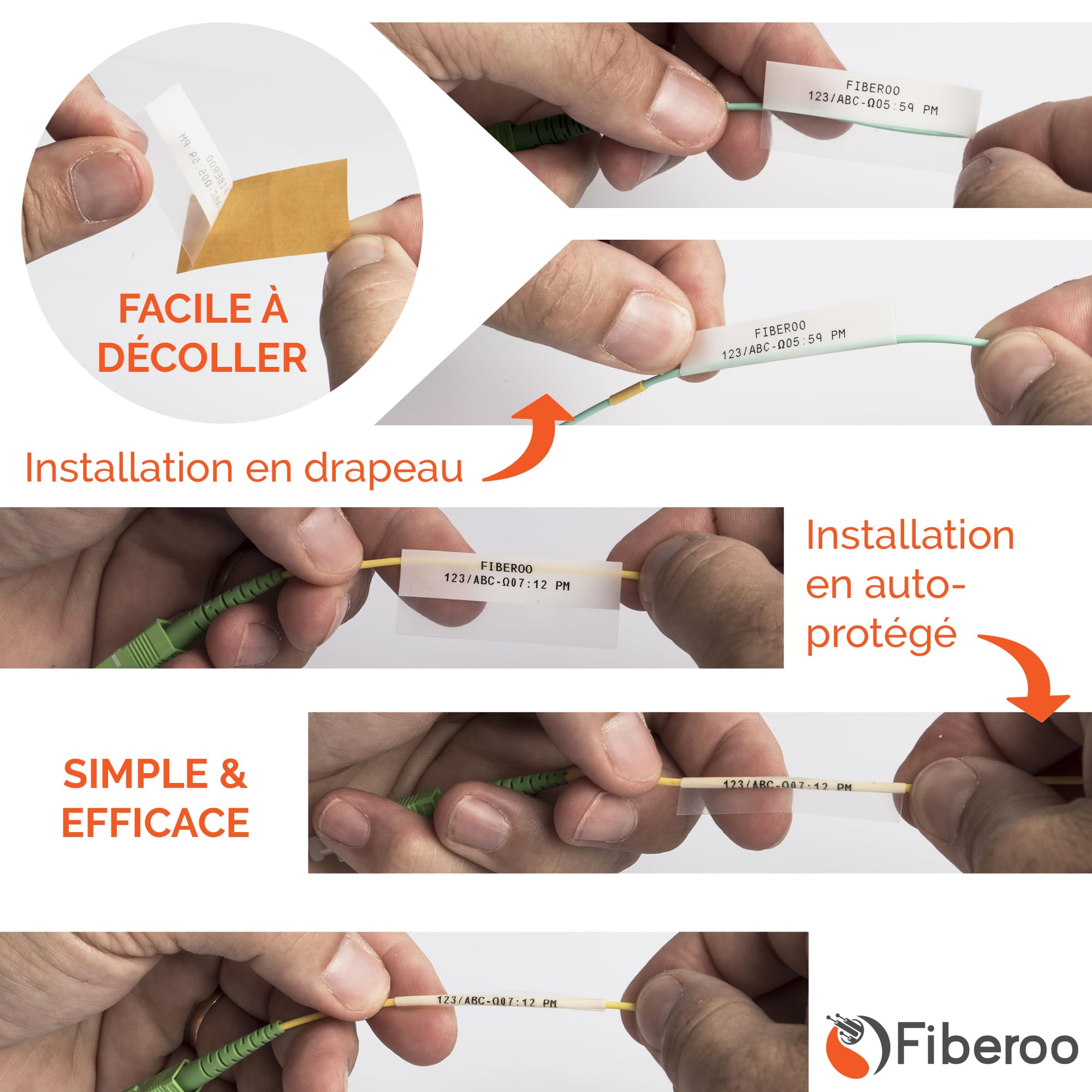 Recambio compatible M21-750-427 para BMP21 PLUS & BMP21 LAB no apto para M210 & M211 Cinta adhesiva de vinilo imprimible escritura negra sobre blanco fibra óptica, cables de red: lote de 3