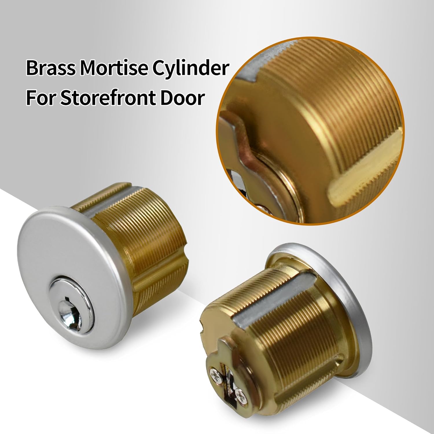 Storefront Door Mortise Lock Set, Commercial Aluminum Storefront Mortise Lock with Hook Deadbolt & Solid Brass Double Cylinder, Storefront Entry Door Lock, 1-1/8" Backset, Silver