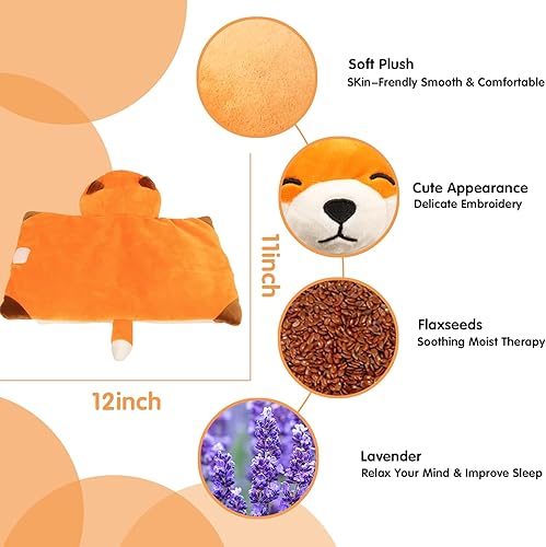 Miniatura 9 de Almohadilla térmica para microondas, animales de peluche calentables para calambres, alivio del dolor, linda almohada suave y acogedora de felpa