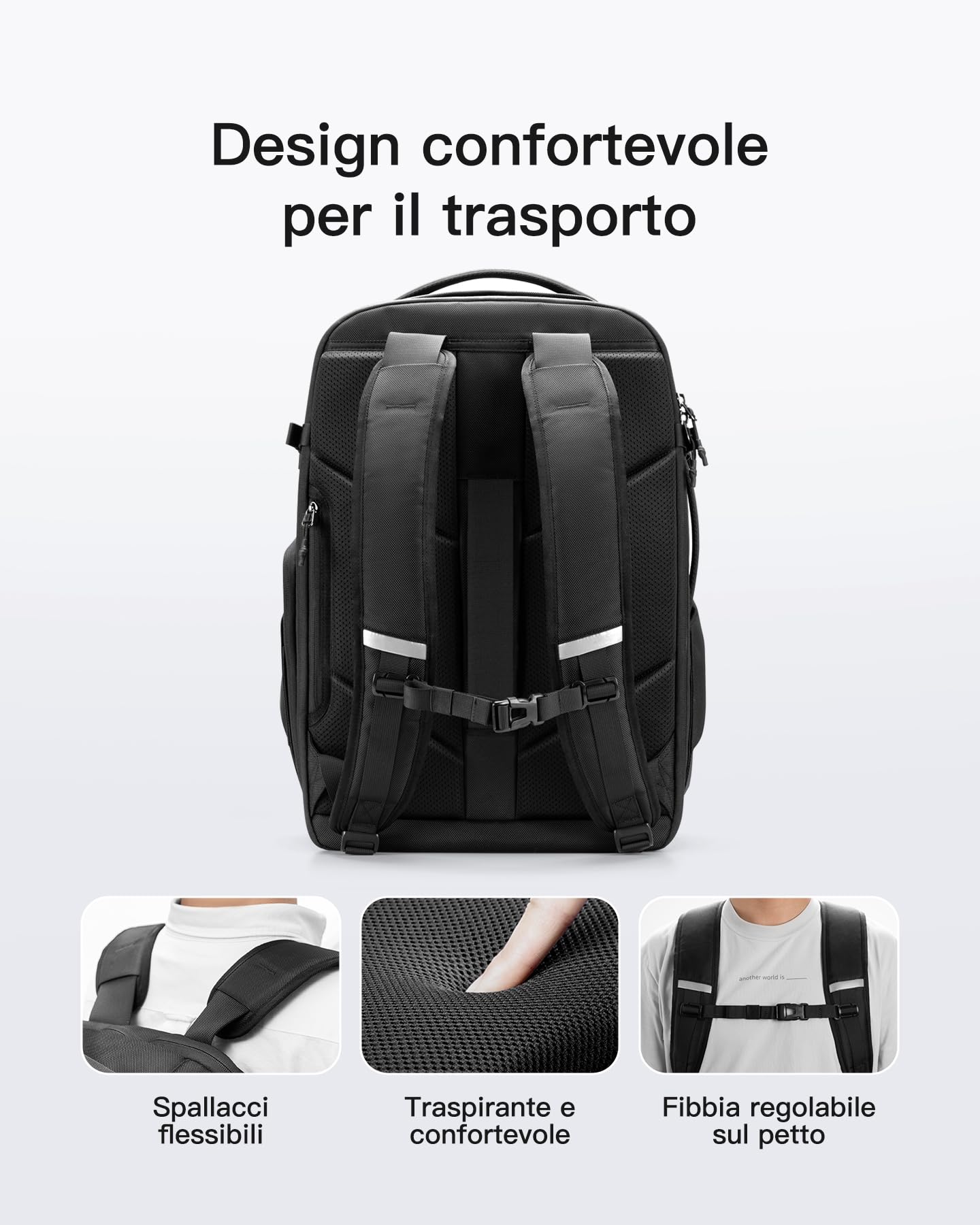 Inateck Zaino Viaggio TSA-friendly, 38L Bagaglio a Mano con Scomparto per Scarpe Separato, per Donna Uomo Resistente agli Schizzi, Nero