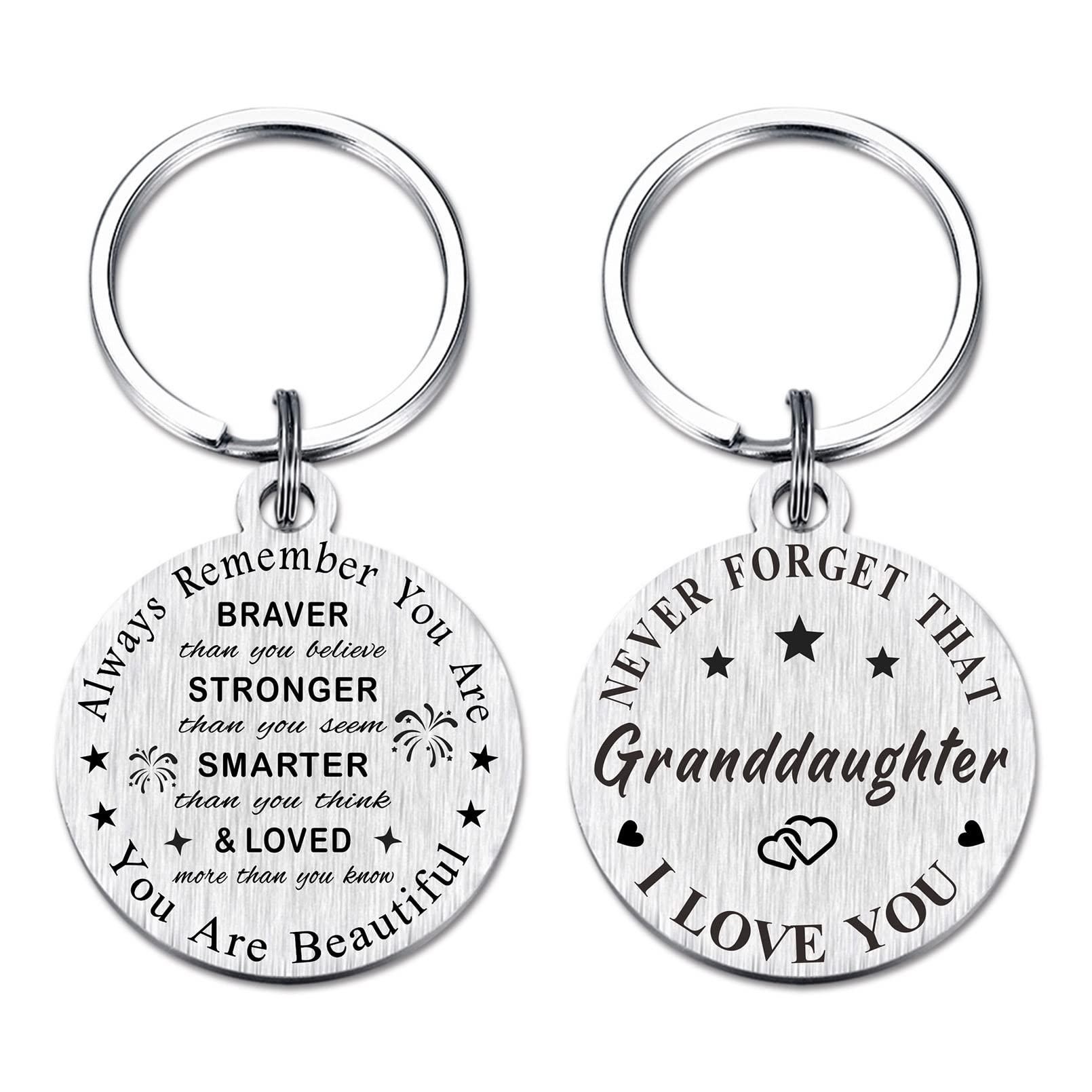 SOUSYOKYO Granddaughter Keychain from Grandparents, Granddaughter Christmas Birthday Graduation Gifts from Grandma and Grandpa, I Love My Grand