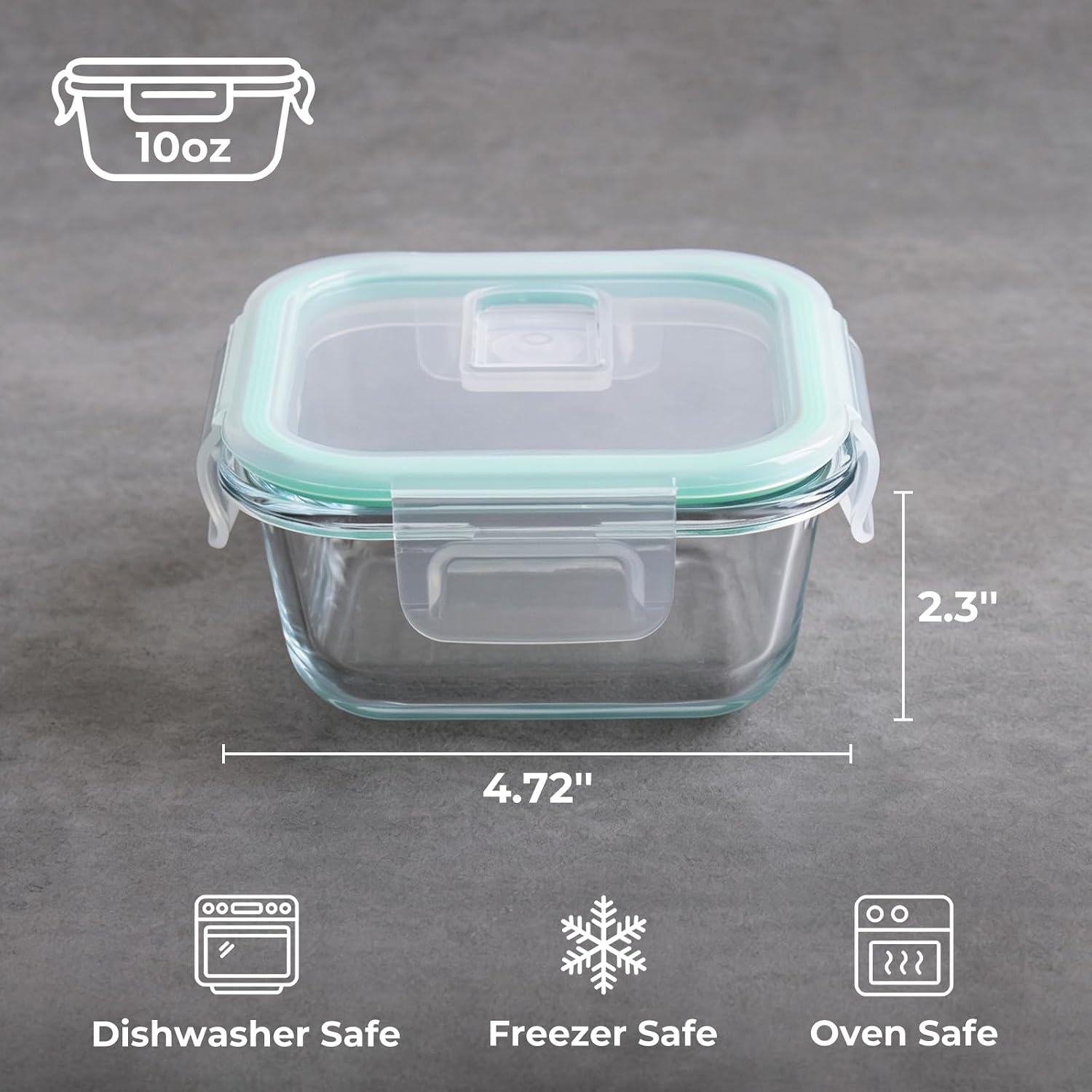 HillSpring 2/4 Pack 10oz Square Glass Containers with Lids, Small Food Storage Containers for Overnight Oats, Leakproof Thick Glass Jars for Snacks, Yogurt, Spice, Sugar (4)