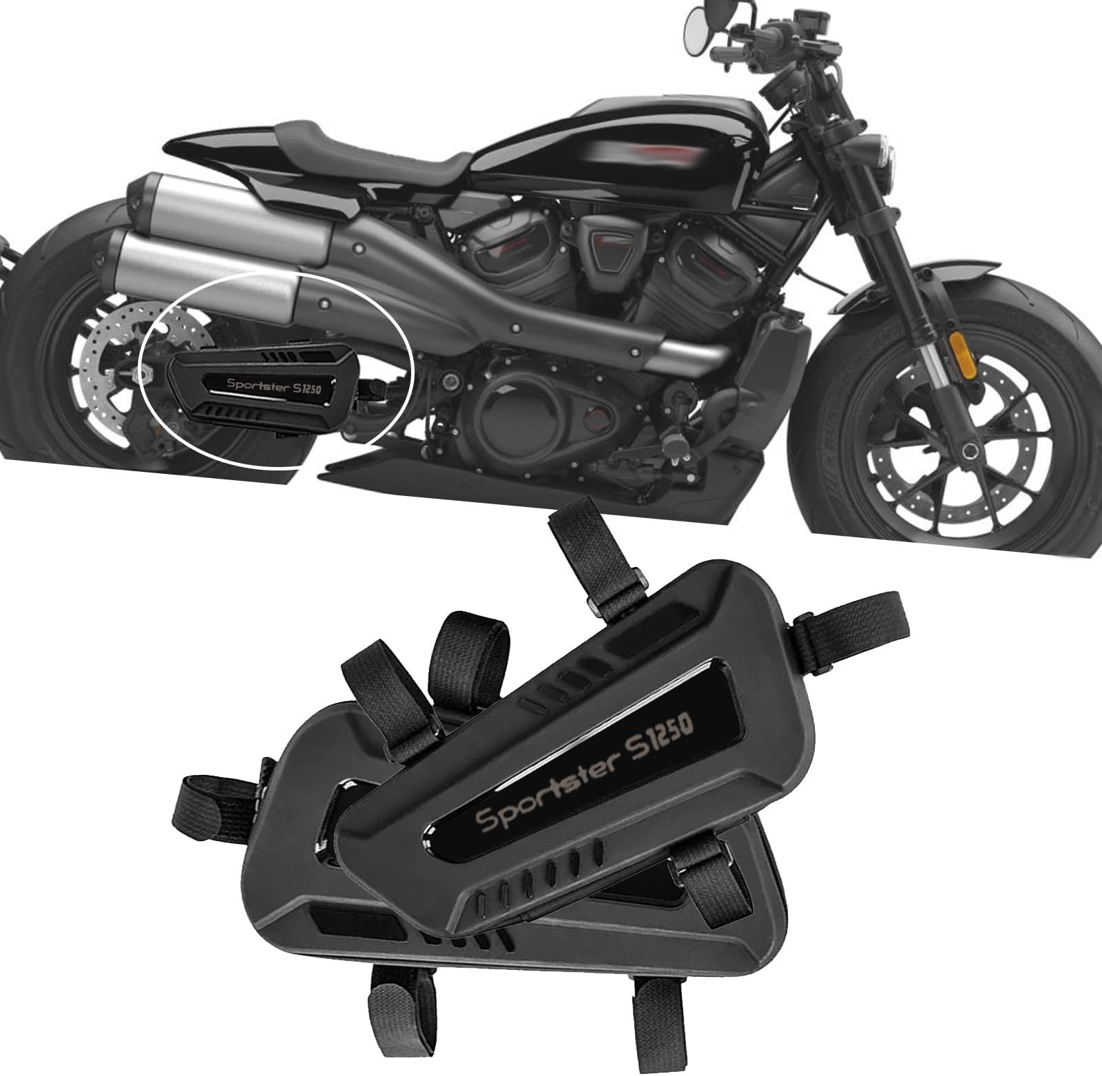 For Sportster S 1250 RH 1250S RH1250S Motorcycle waterproof saddle bag triangular hard shell side bag left and right two 2L large capacity storage bag (Sportster S 1250(with log)