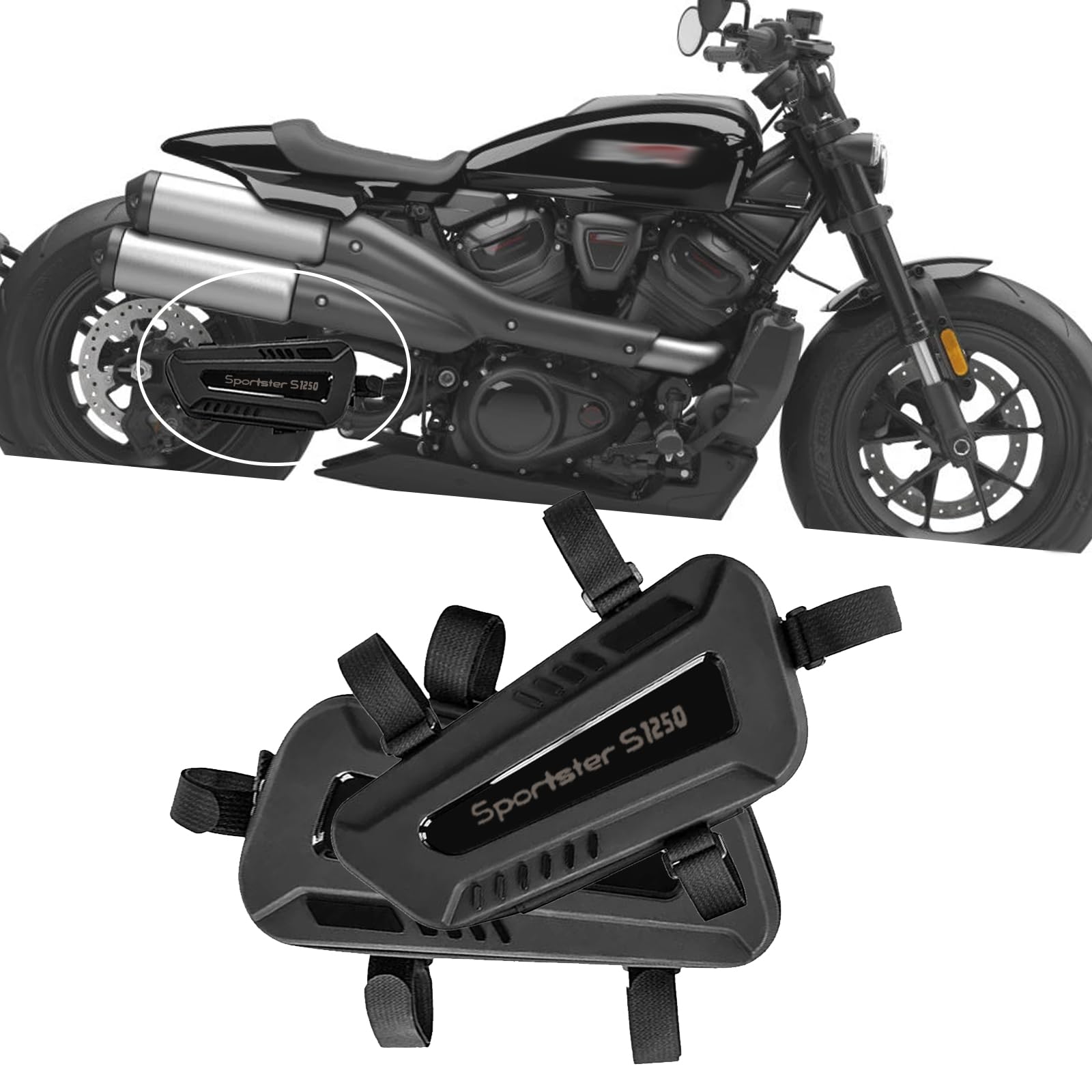 For Sportster S 1250 RH 1250S RH1250S Motorcycle waterproof saddle bag triangular hard shell side bag left and right two 2L large capacity storage bag (Sportster S 1250(with log)