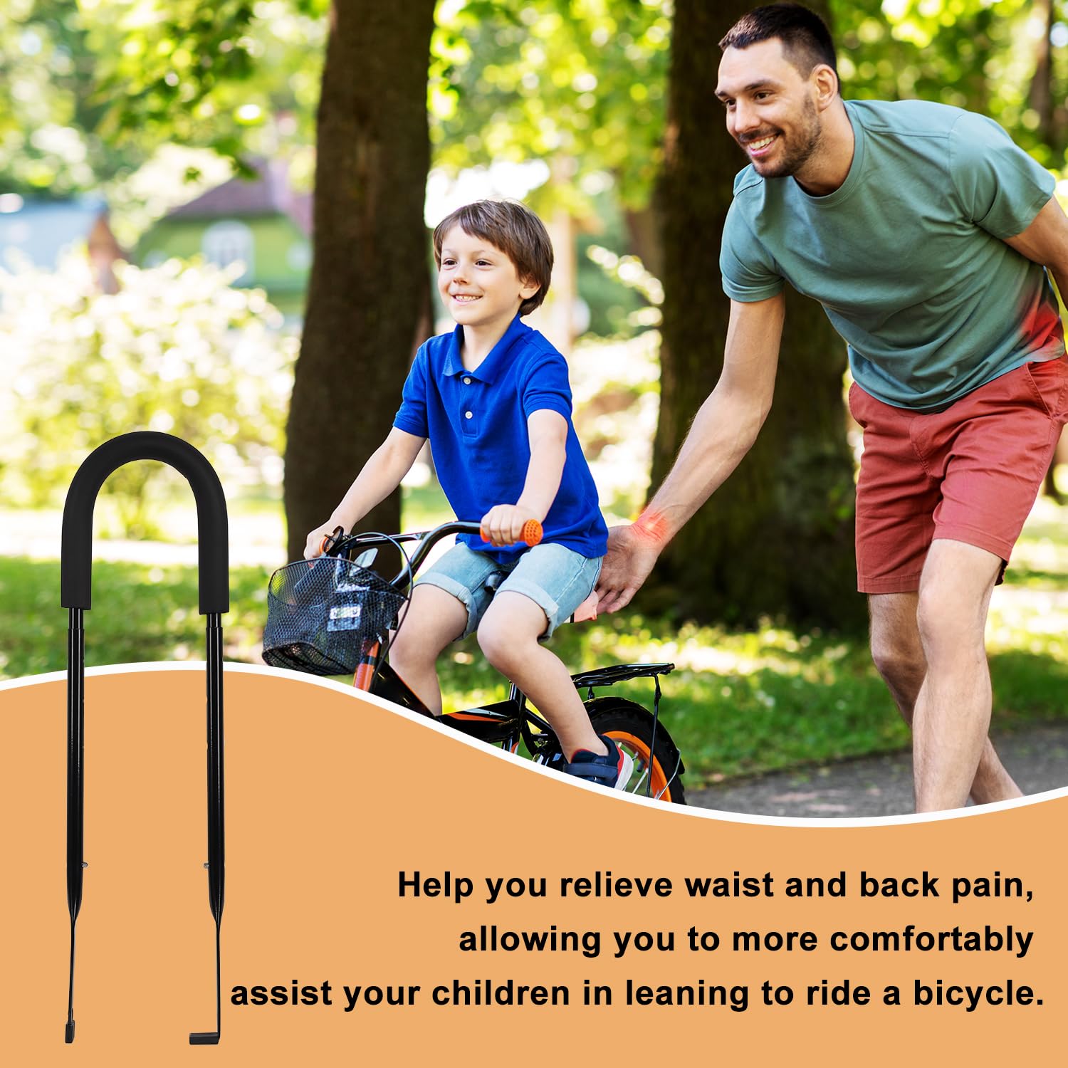 lasuroa Barra di Spinta per Allenamento per Bicicletta per Bambini, Barra di Spinta per Bicicletta Maniglia per Bicicletta Bambin Barra Spinta Bicicletta Bambini Altezza Regolabile