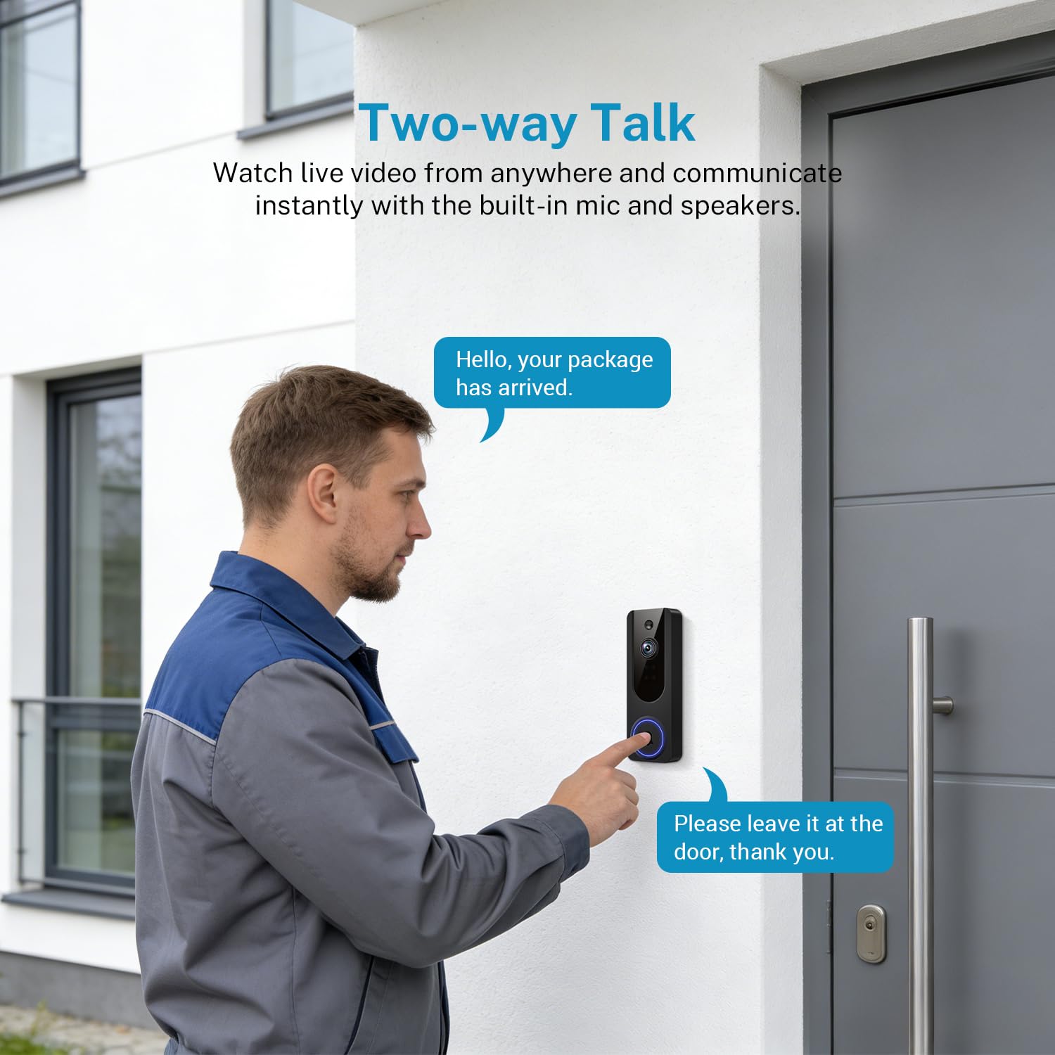 Cookedixo 1080P Wireless Video Doorbell Camera, Battery Powered