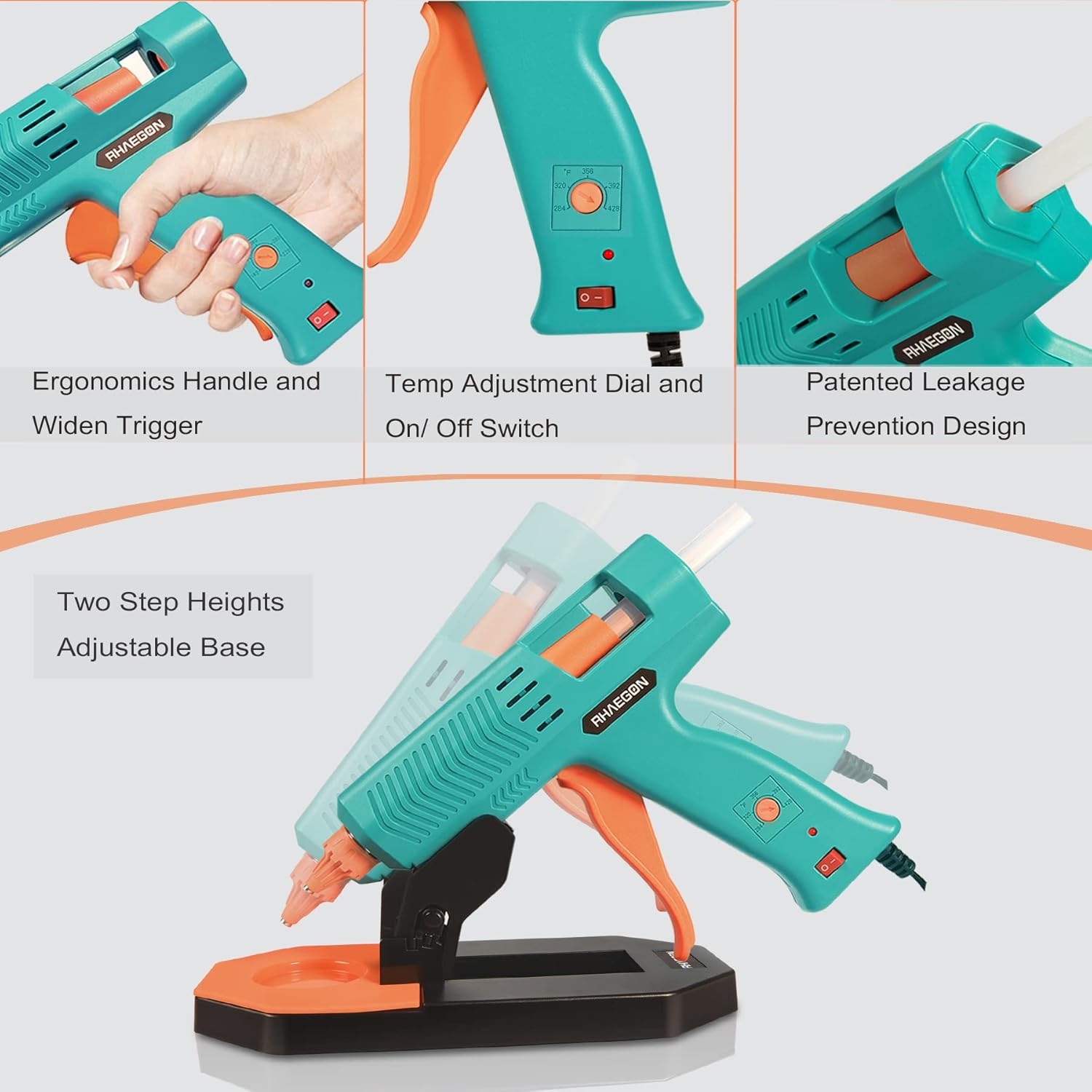 Hot Glue Guns by RHAEGON, Parent-child Set Include 150W Full Size Craft Glue Gun with 15pcs 11mm Glue Sticks and 60W Mini Glue Gun with 50pcs 7mm Glue Sticks : Arts, Crafts & Sewing