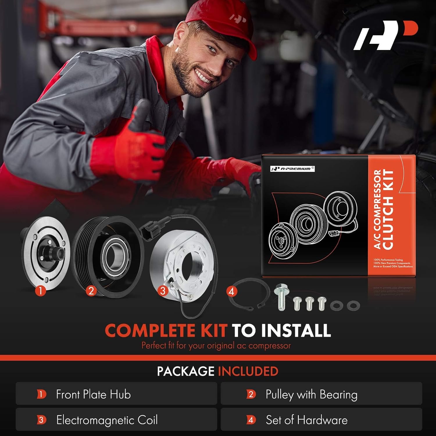 A-Premium Air Conditioner AC Compressor Clutch Kit Compatible with Nissan Pathfinder 2005-2012, NV1500 NV2500 NV3500 2012-2021, 4.0L