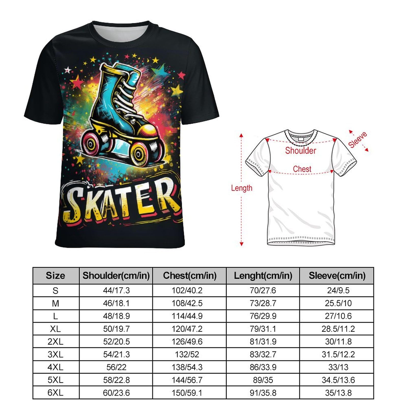 Vintage Roller Skating Unisex Adult T-Shirts Summer Short Sleeve Tee Casual Tops Funny Graphic S