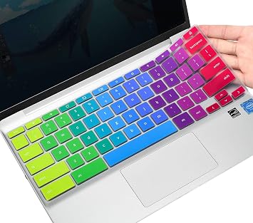 Keyboard Cover for HP Chromebook 14 Laptop 14a-na 14a-ne 14a-ca 14a-na0226nr 14a-ne0013dx na1043cl na0010nr 14b-cb0010nr, HP Chromebook 11 11A-NB0013DX/G7 EE/G6 EE/G2/G3/G4/G5 Skin, Rainbow