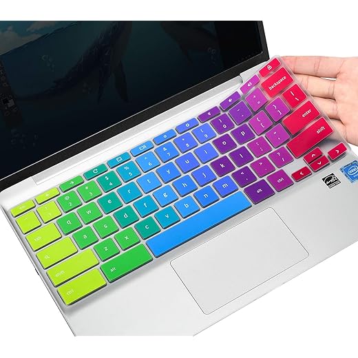Colorful Keyboard Cover for HP Chromebook X360 11.6/14 inch, HP Chromebook 11 11A-NB0013DX/G7 EE/G6 EE/G2/G3/G4/G5, HP Chromebook 14-db/ca/ak/DA 14B-CA 14a-na Series, Chromebook Skin, Rainbow