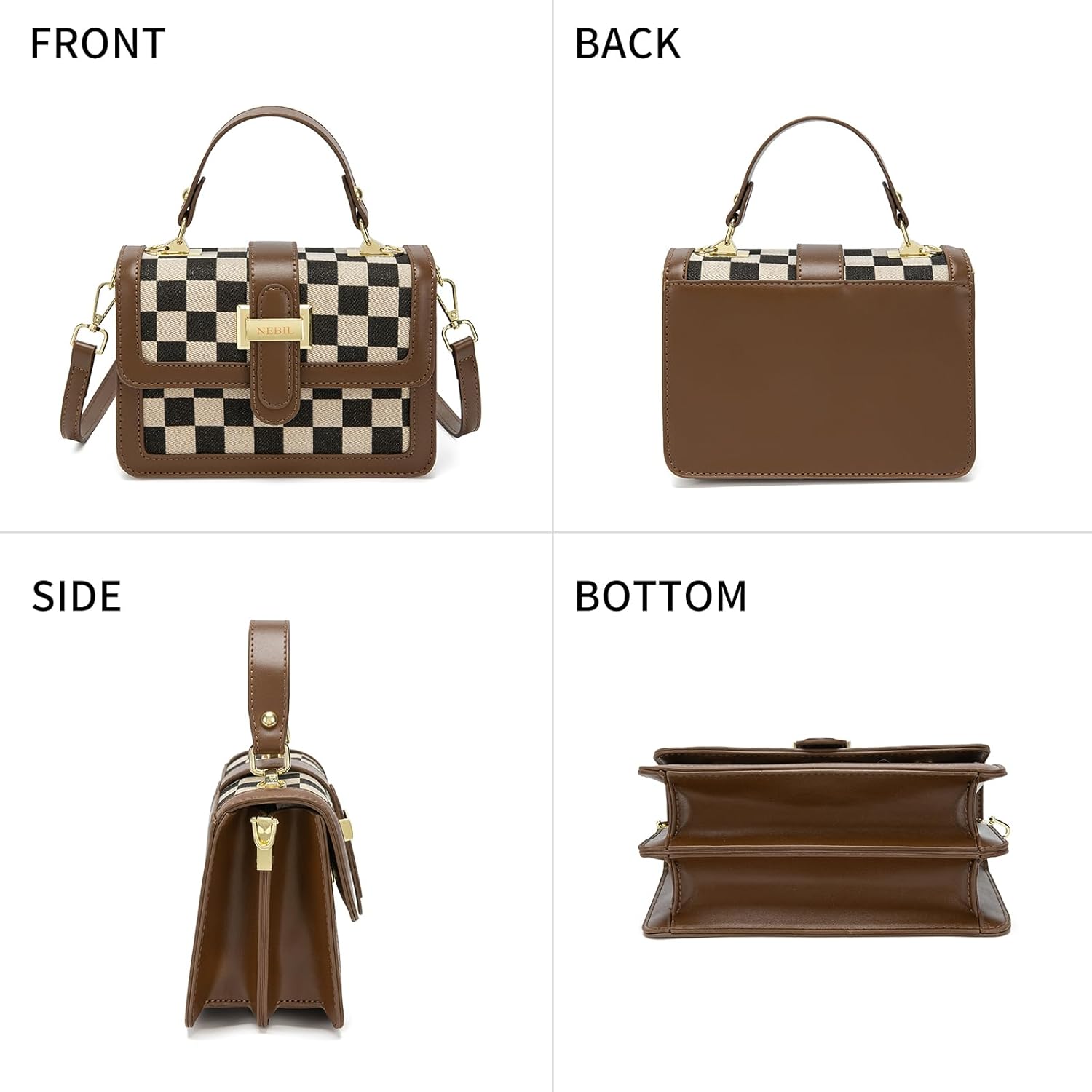 NEBIL Women Checkered Crossbody Bags,Women Checkerboard Cross Body Purses Plaid Handbags - Image 4