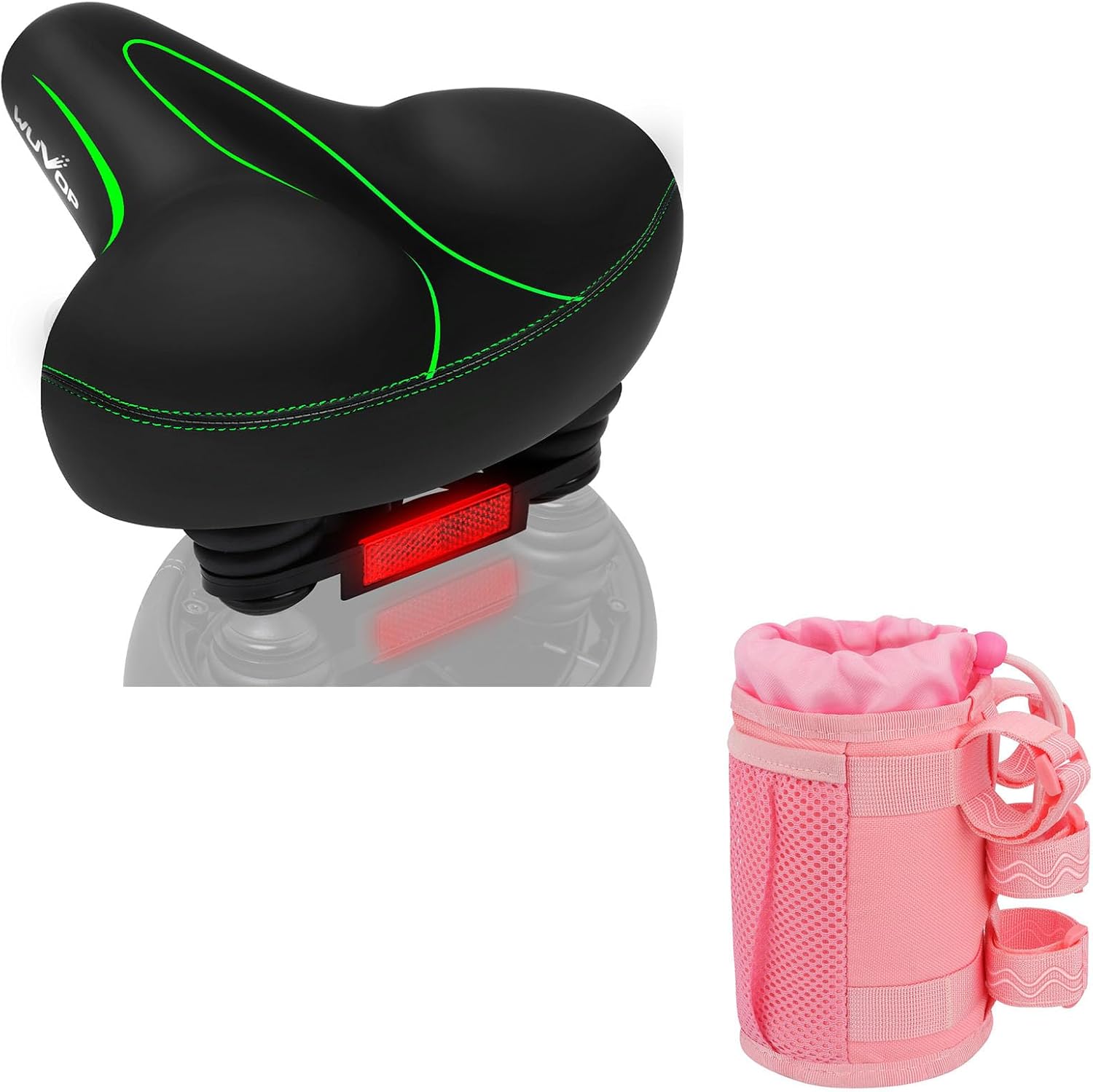 Bike Cup Holder & Bike Seat, Water Bottle Holder Handlebar for Bike with Mesh Pockets, Universal Cycling Bicycle Water Bottle Drink Cup Cage for Cruiser, Scooter, Mountain Bike, Road Bike