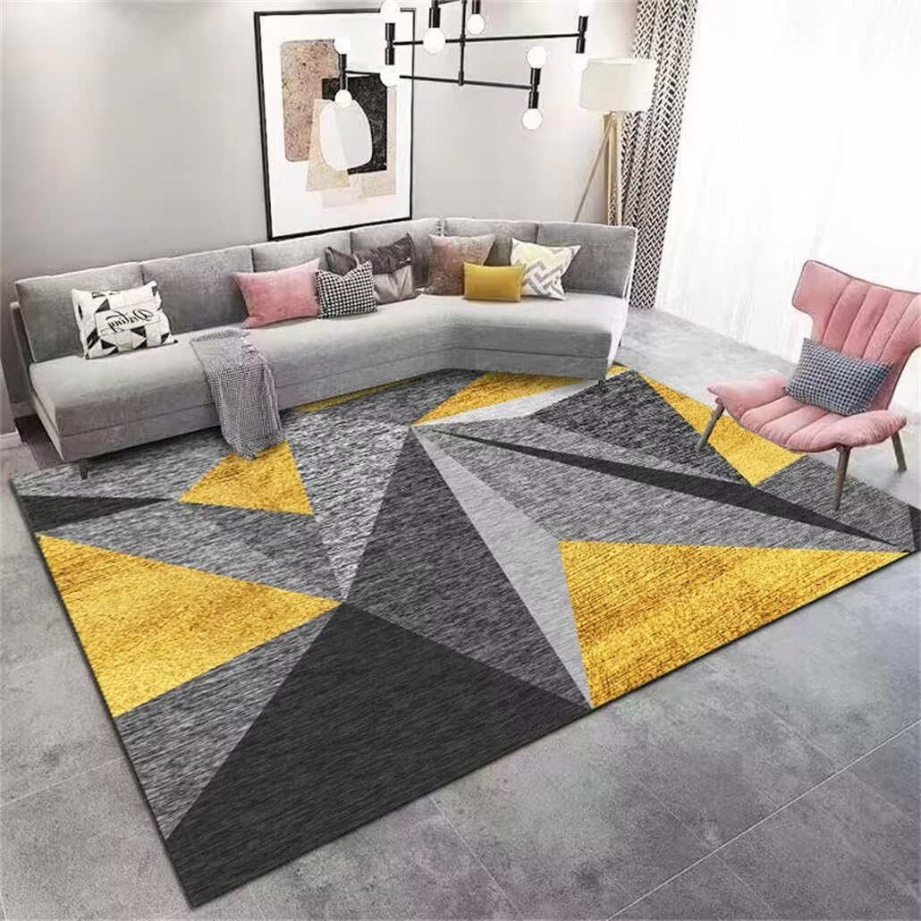 Tapis poil ras salon grande taille pour enfants moquette géométrique grise