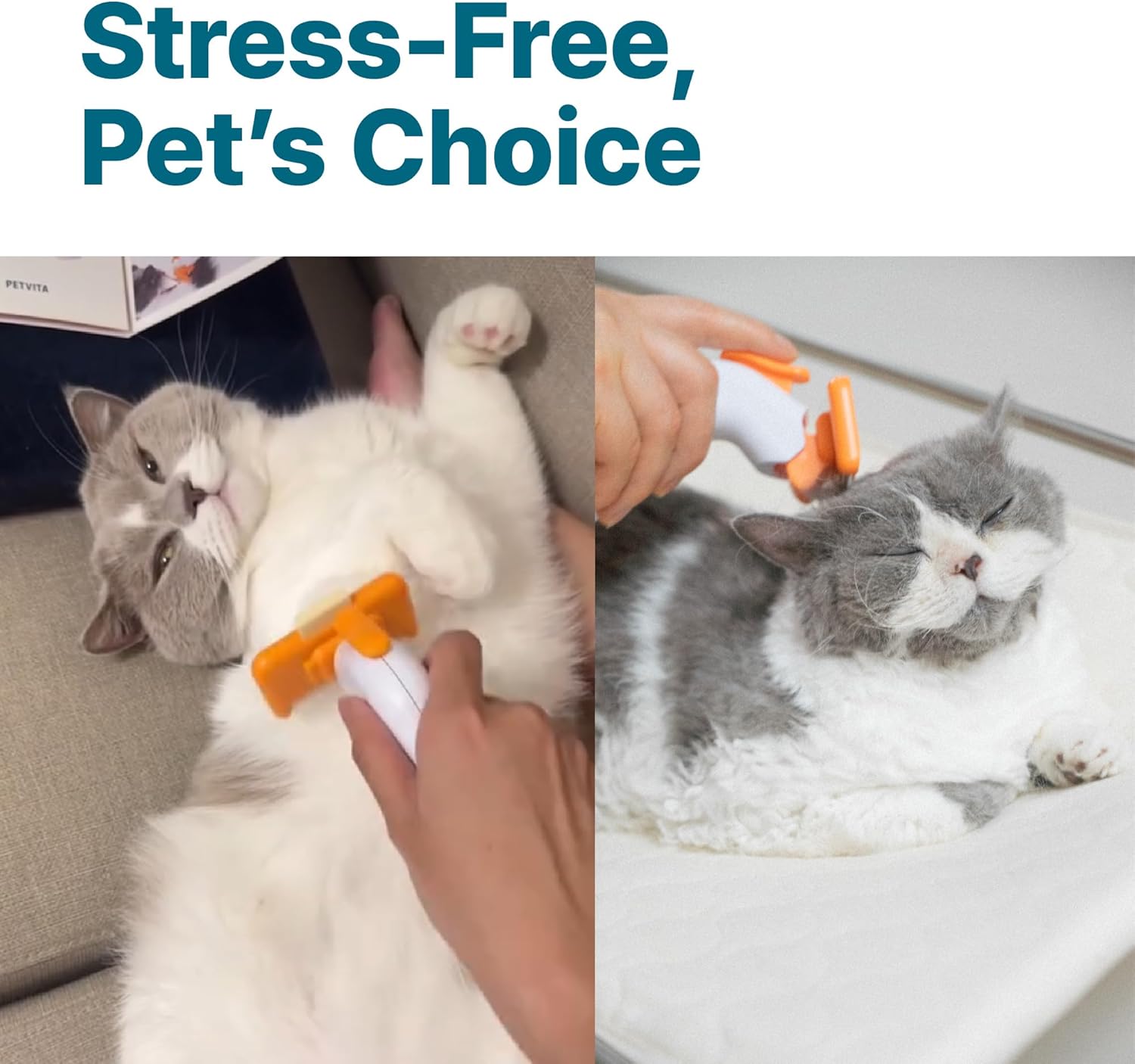 PETVITA Self Cleaning Deshedding Brush - Smart Grooming Tool with Stainless Steel Blade for Small Pets & Short Hair