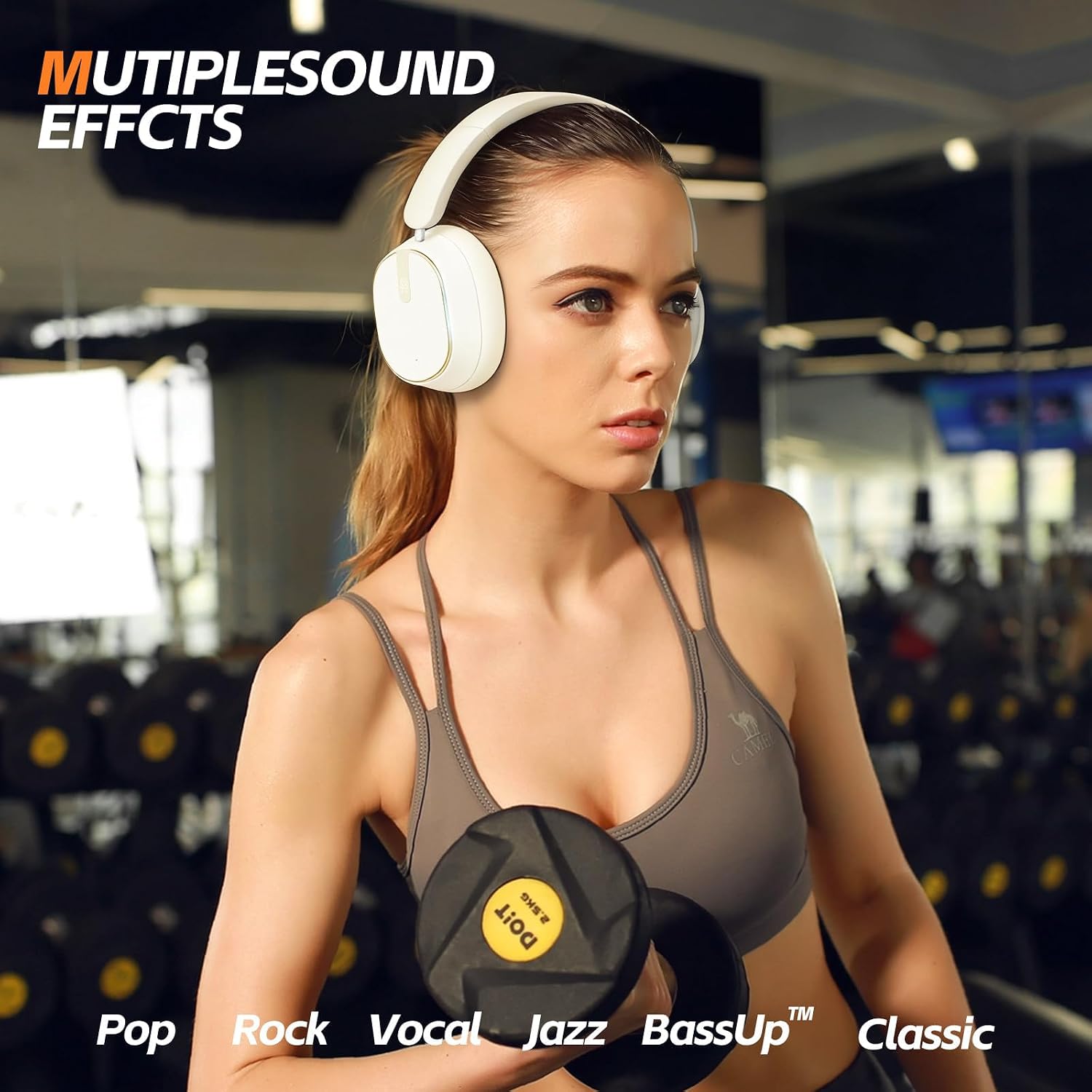 Hybrid Active Noise Cancelling Bluetooth Headphones,Bluetooth 6.0 Over Ear Wireless Headphones with 60H Playtime, Hi-Res Audio, Deep Bass, Memory Foam Ear Cups for Home Office Travel White