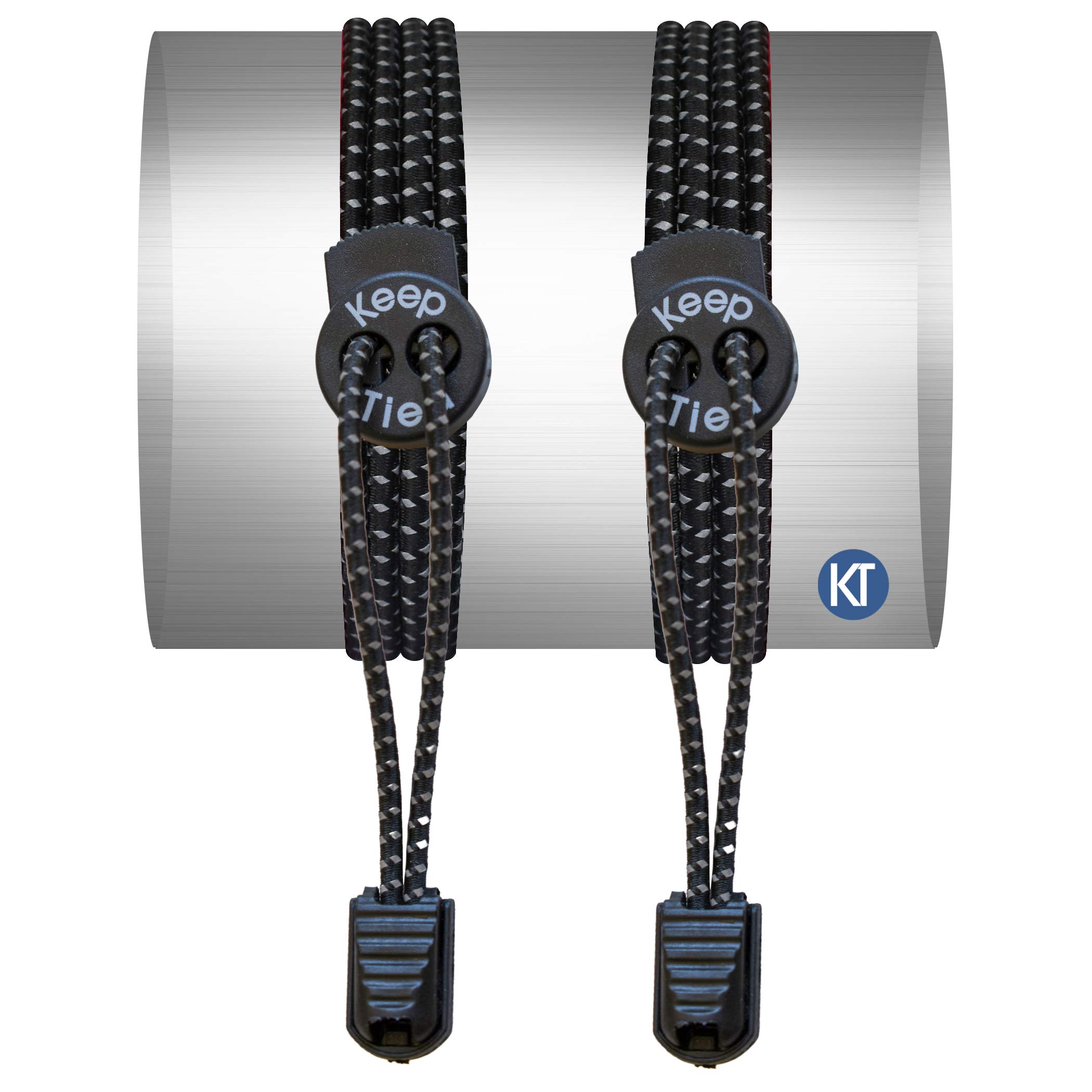 KeepTied Elastic No Tie Shoelaces - Reflective - Black