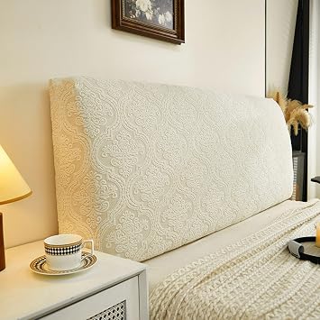 EFELIM Stretch Headboard Covers for Full Queen King Size Bed Headboard Slipcover American Style Jacquard Bed Head Cover Anti Slip Dustproof Protector Cover Beige,Full110-130cm/43-51in