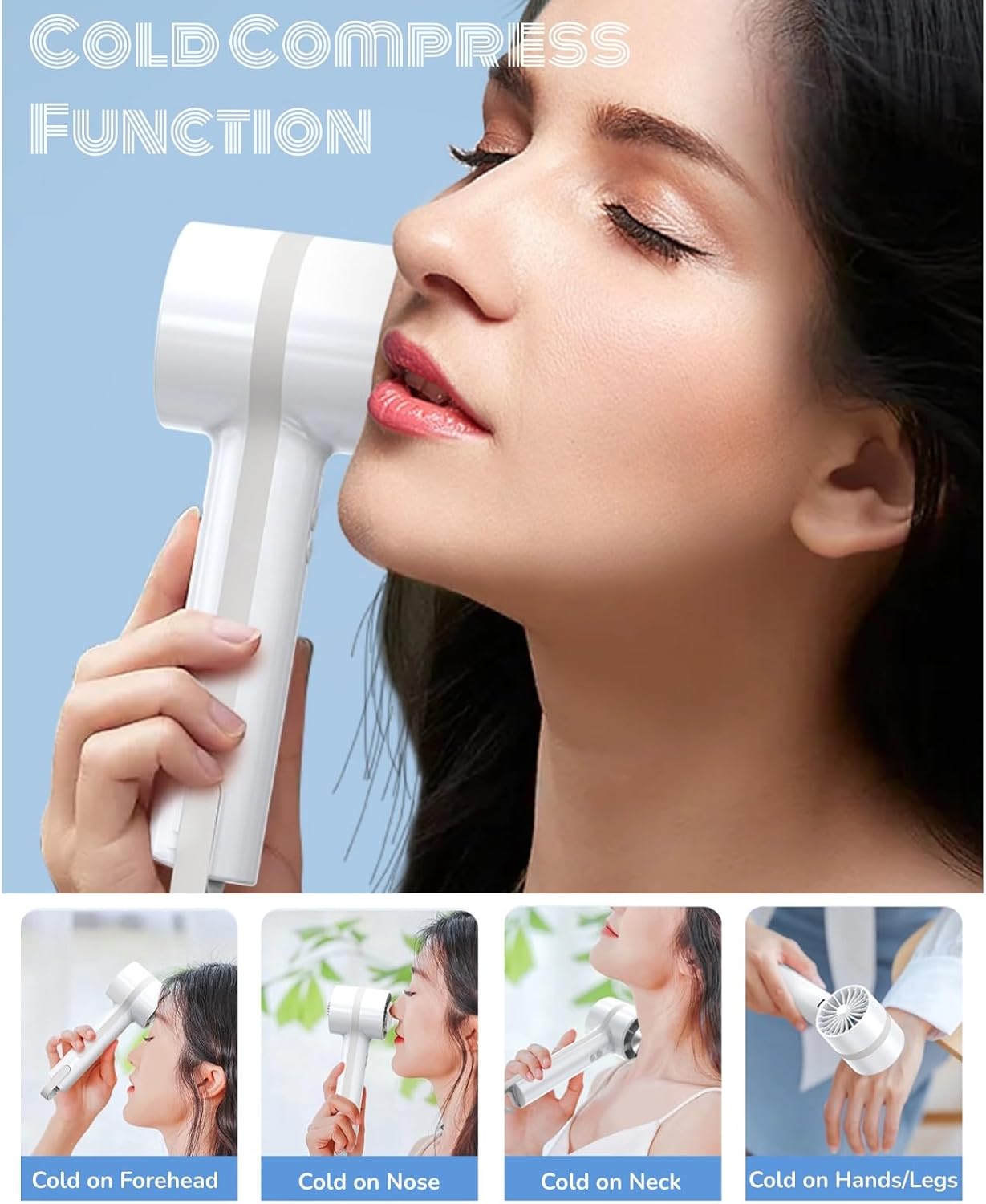 Handheld Cooling Fan, Mini Air Conditioner Semiconductor Refrigeration Fan, 2000mah USB Rechargeable Portable Fan - Cold Compress Function - 3 Wind Speed for Camping Travel