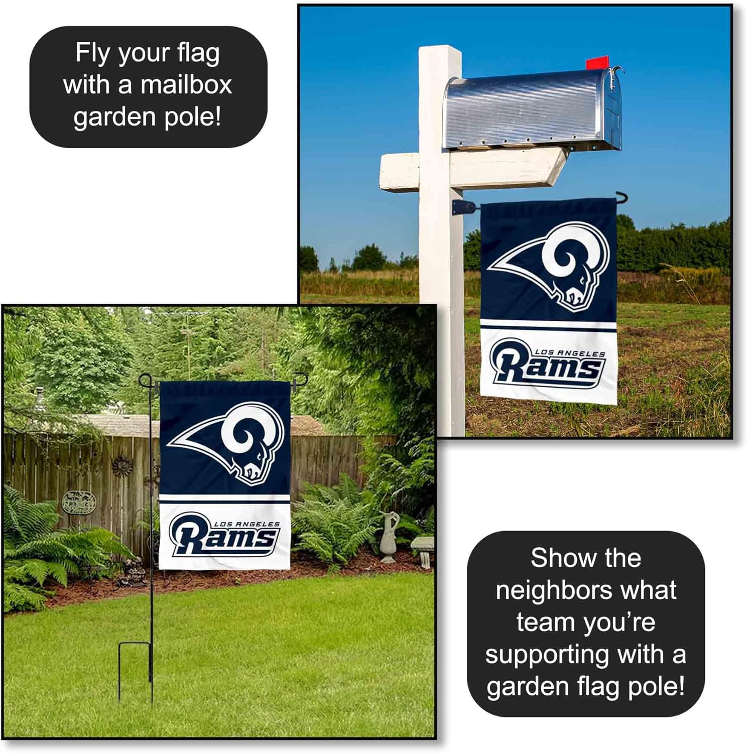 Los Angeles Rams Double Sided Garden Flag - Image 4