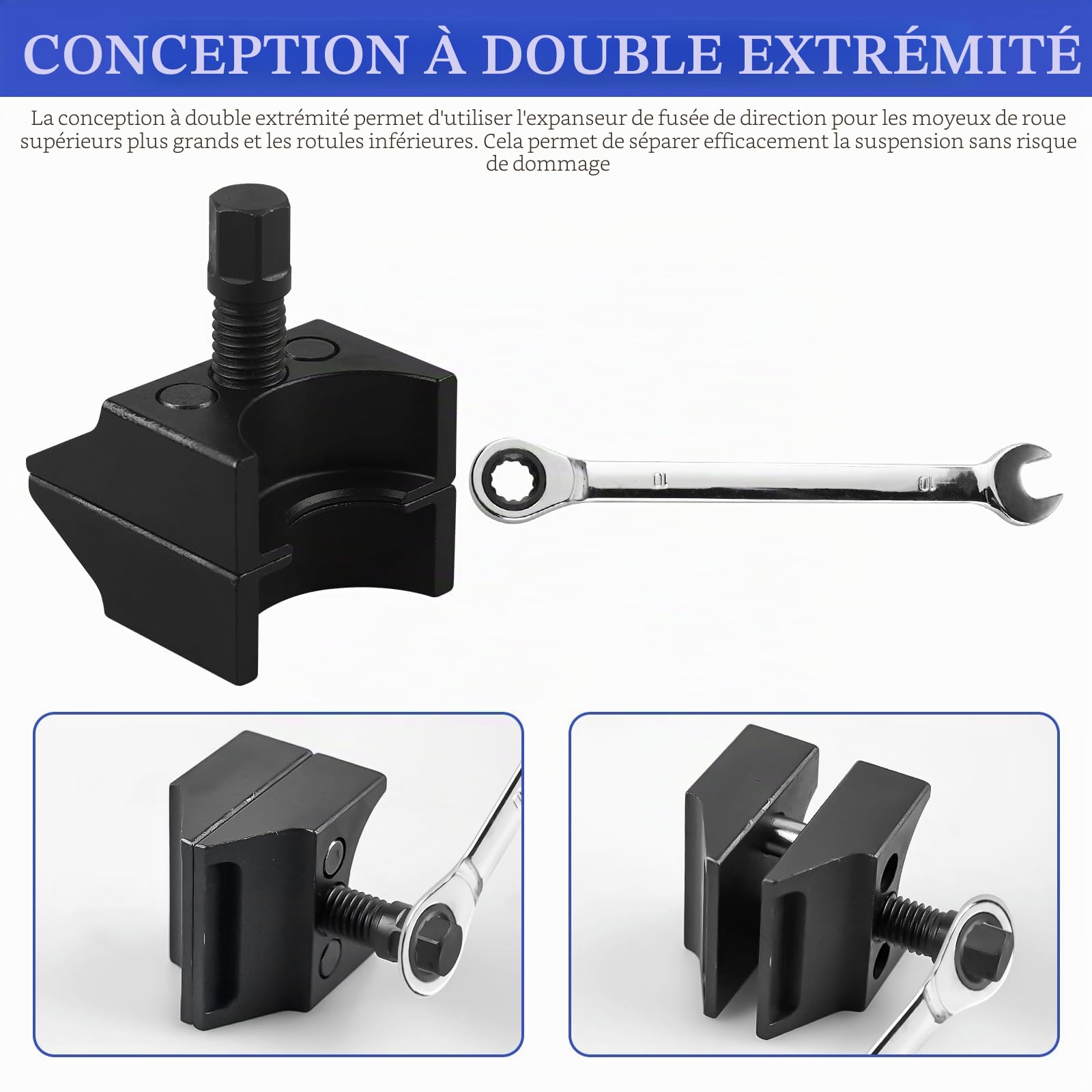 Écarteur de Jambe de Suspension Fendue: Outil D'écartement de Jambe de Suspension, Outil D'écartement de Jambe de Force à Moyeu Divisé, Épandeur de Fusée D'essieu (Noir)