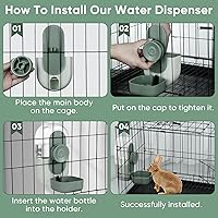 Vista 6 de Dispensador de agua automático colgante de 28 onzas, botella de agua de conejo, conejillo de indias, hurón para jaula, adecuado para cachorros