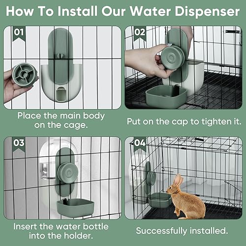 Miniatura 6 de Dispensador de agua automático colgante de 28 onzas, botella de agua de conejo, conejillo de indias, hurón para jaula, adecuado para cachorros de