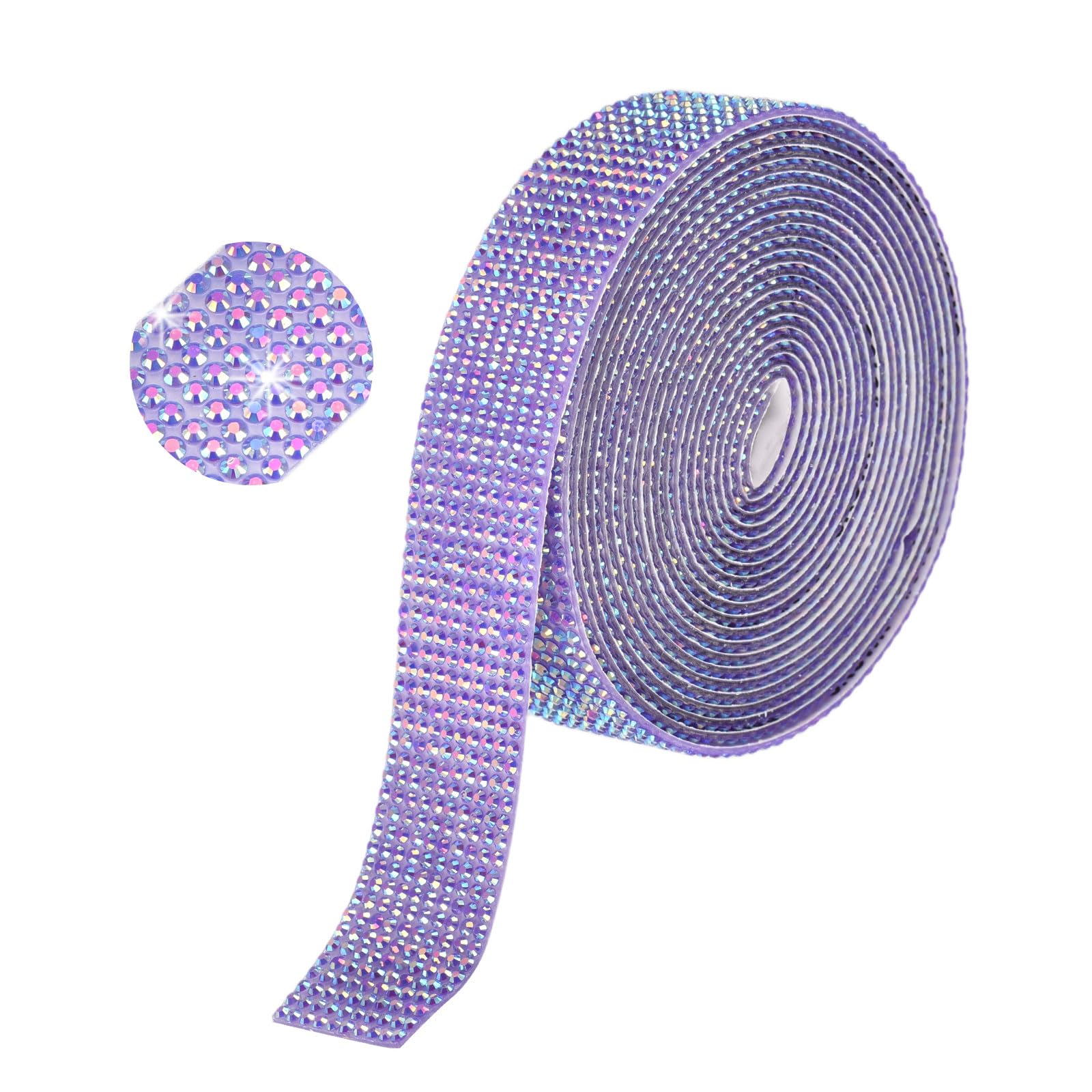 sourcing map Rhinestone Strips,3 Yard 20mm Adhesive Rhinestone Ribbon Bling Rhinestone Tape for for DIY Crafts, Party Car Phone Decorations, Dark Purple AB